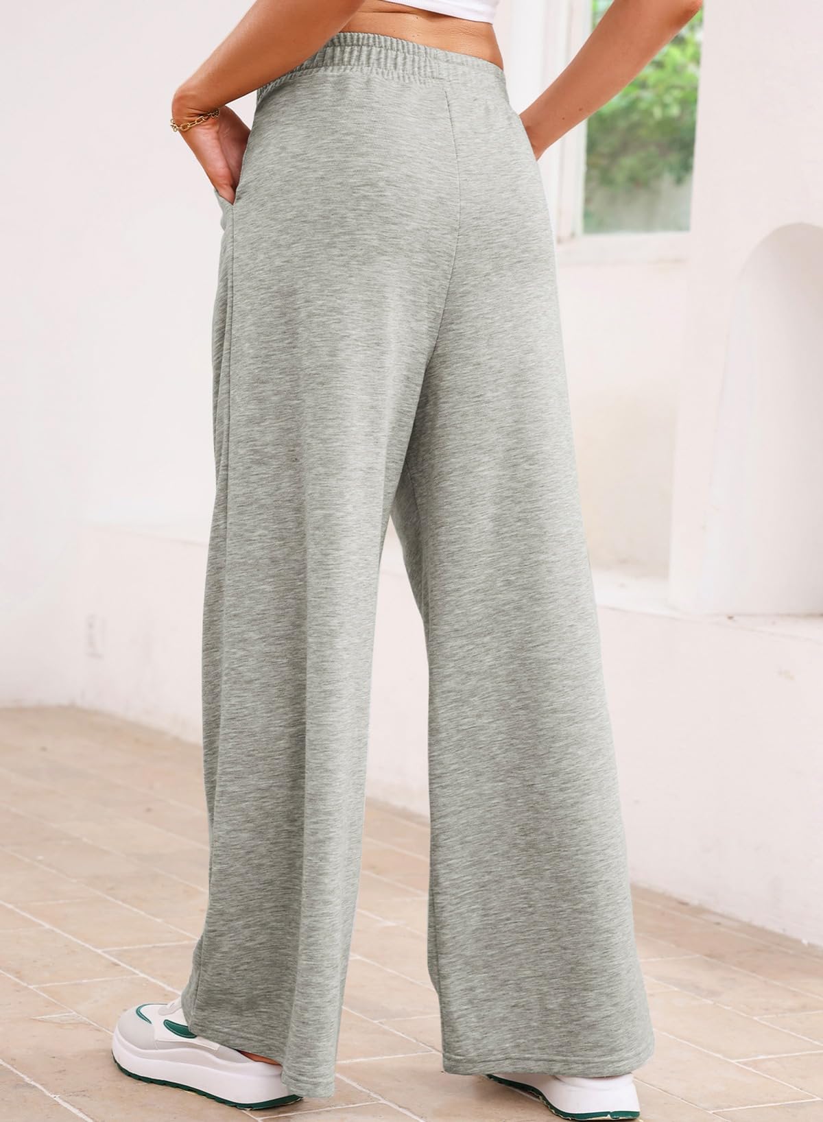 **Aleumdr Women's High Waisted Wide Leg Sweatpants – Trendy 2025 Fashion, Drawstring Loose Fit Long Pants with Pockets – Perfect for Casual Wear, Lounging & Travel**