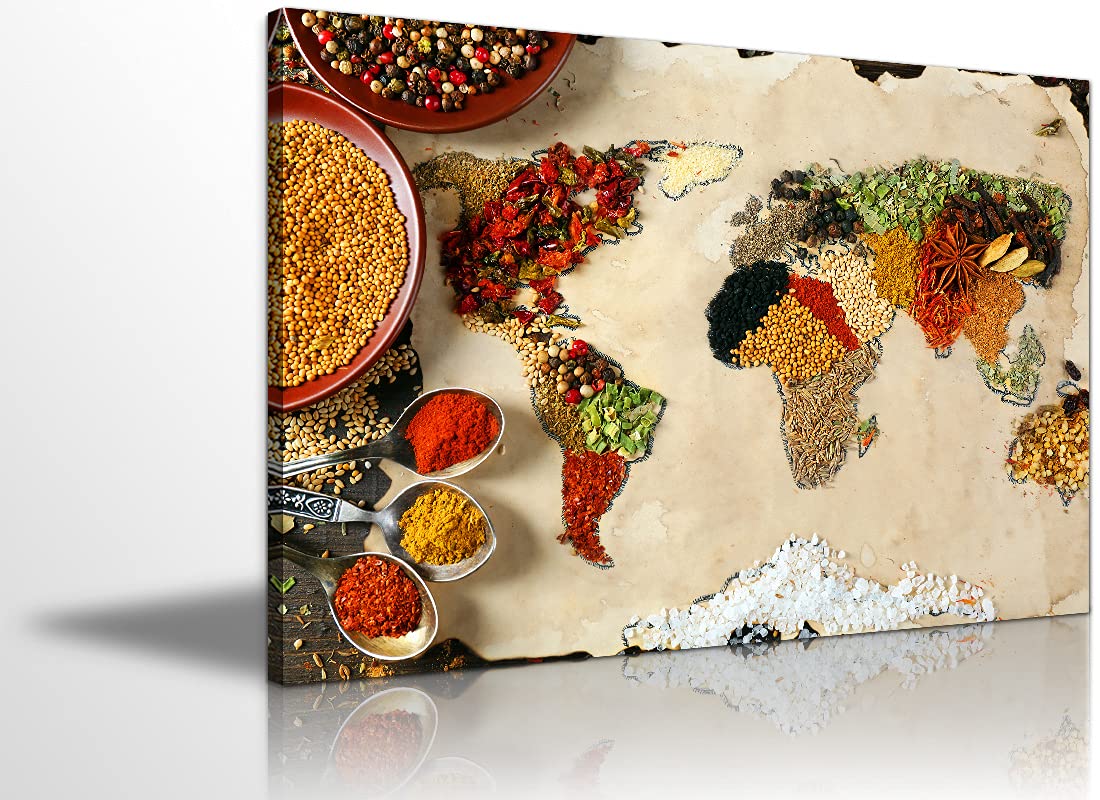 Vibrant Spice-Themed Kitchen Wall Art - 28''H x 40''W Canvas Print for Modern Dining Room & Kitchen Decor - Perfect for Home Chefs & Food Lovers