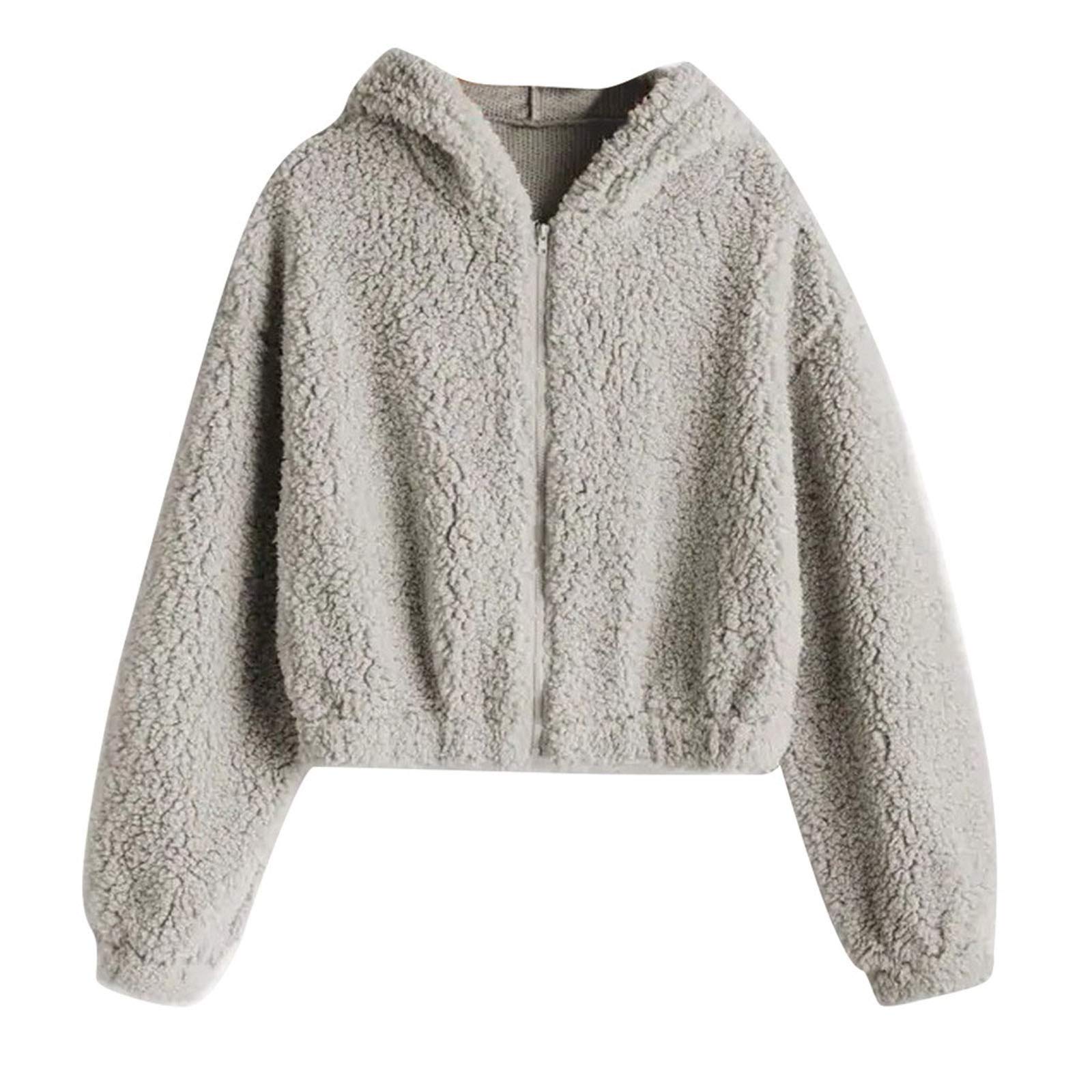 Women's Plush Zipper Hoodie - Long Sleeve Backless Sweater Top for Fashion & Comfort | Casual Outfits, Date Nights, Fall Layering