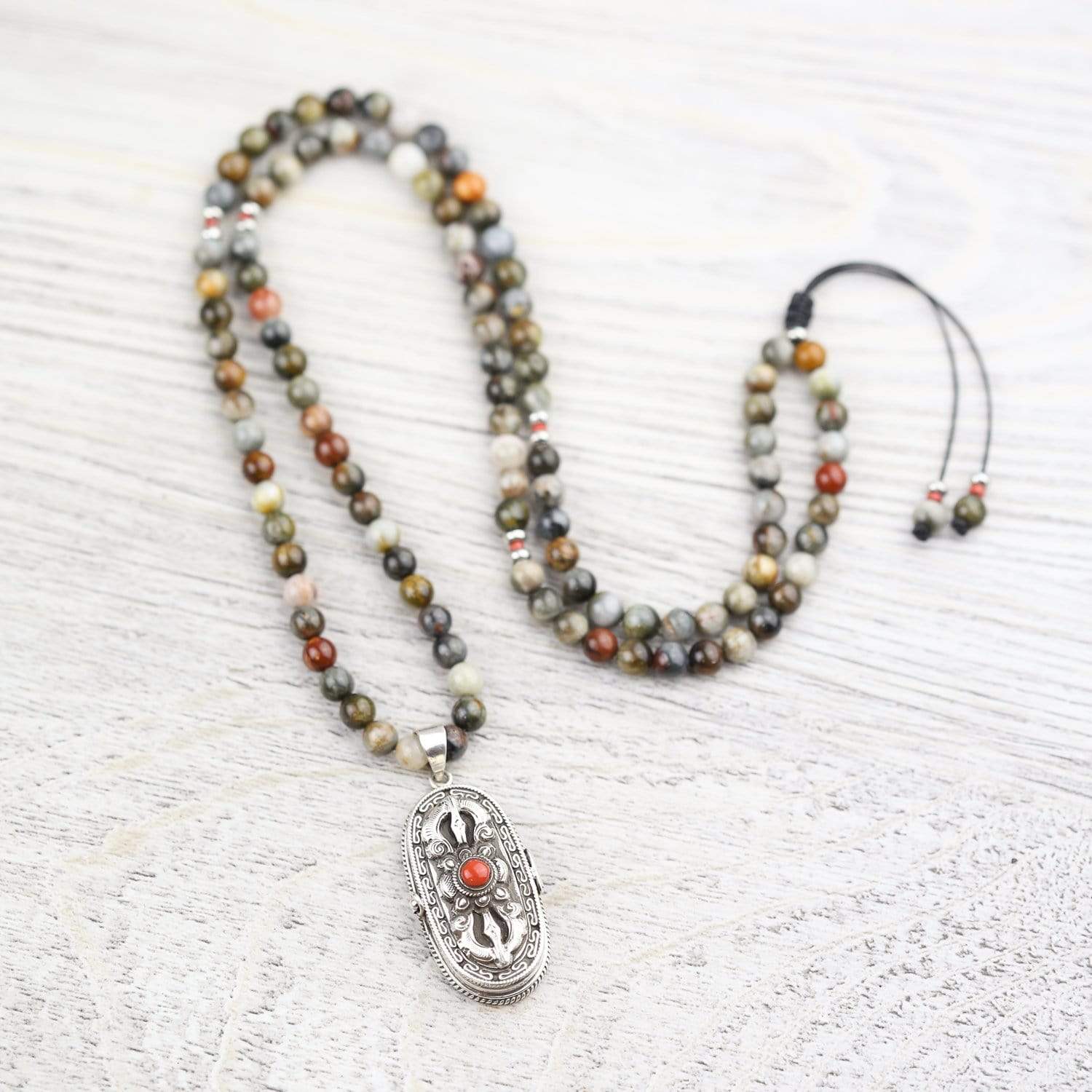 Authentic Tibetan Hawkeye Mala Prayer Beads - 108 Buddhist Meditation Necklace for Spiritual Protection & Positive Energy | Perfect for Yoga, Meditation & Mindfulness Practices