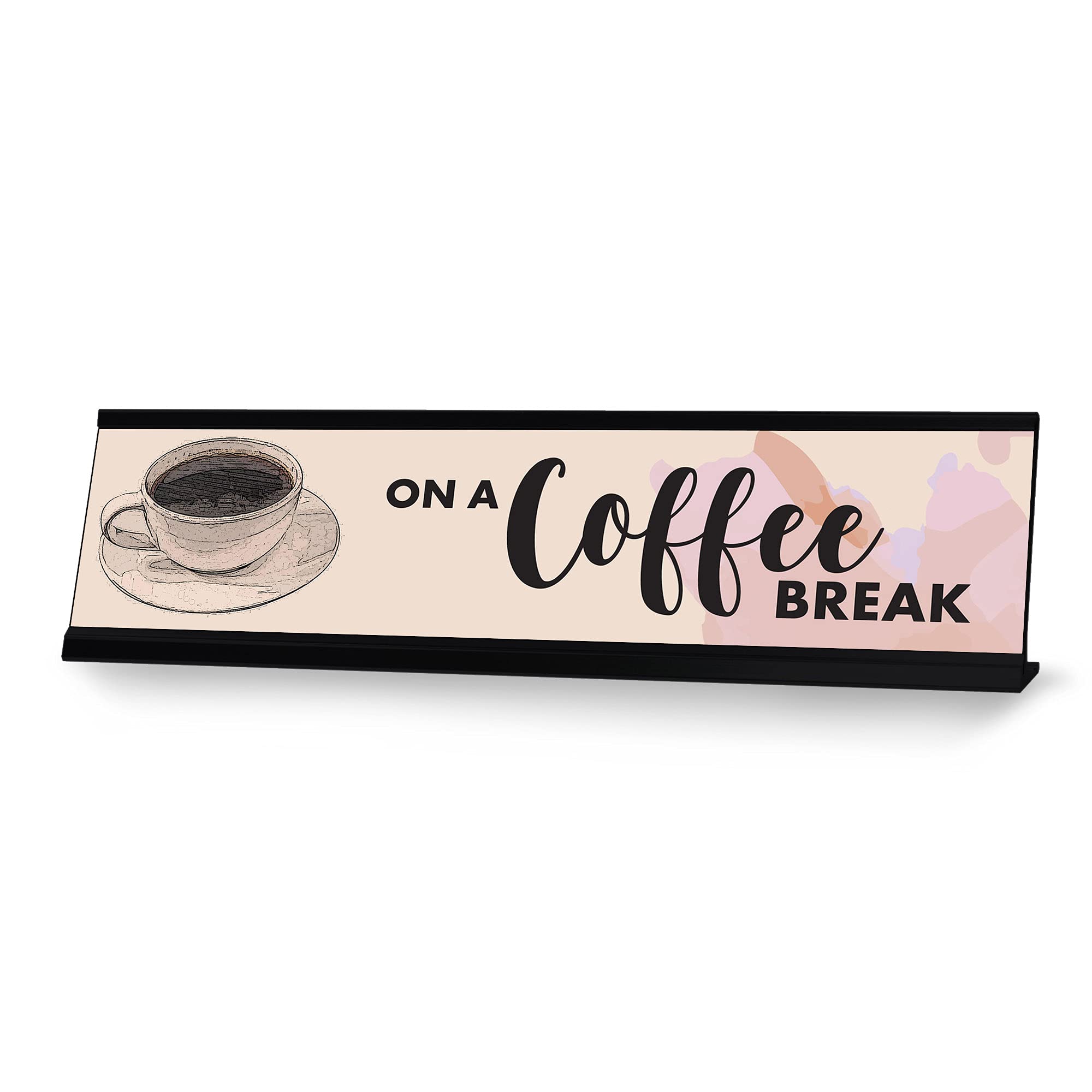 On A Coffee Break Desk Sign - Stylish 2 x 8 Inch Office Nameplate for Workstations | Perfect for Cubicles, Home Offices & Reception Areas