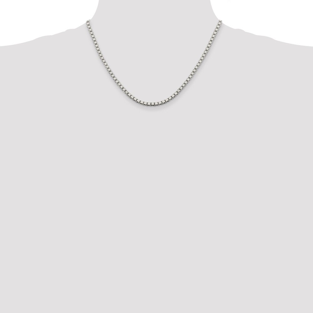 925 Sterling Silver 3.25mm Box Chain Necklace with Lobster Clasp - Durable & Elegant Jewelry for Women, Men, Gift Giving & Everyday Wear
