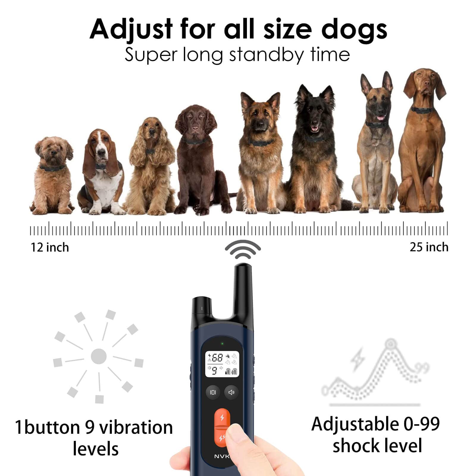 NVK Dog Training Remote - No Collar Needed, Single Multifunction Remote for Small, Medium & Large Dogs - Perfect for Obedience Training, Behavior Correction & Off-Leash Control at Home or Outdoors
