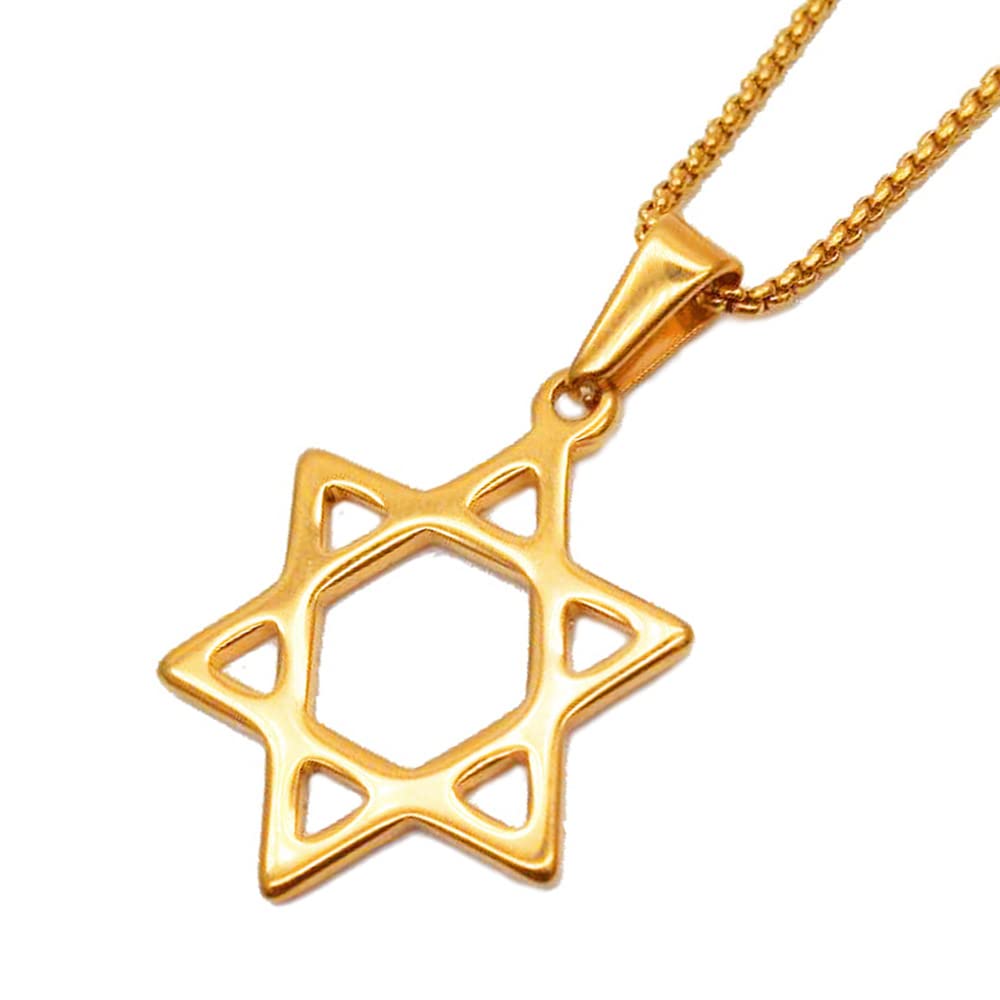 Large Star of David Necklace - 18K Gold Plated Magen David Pendant for Women & Men - Perfect for Hanukkah, Jewish Holidays & Everyday Wear
