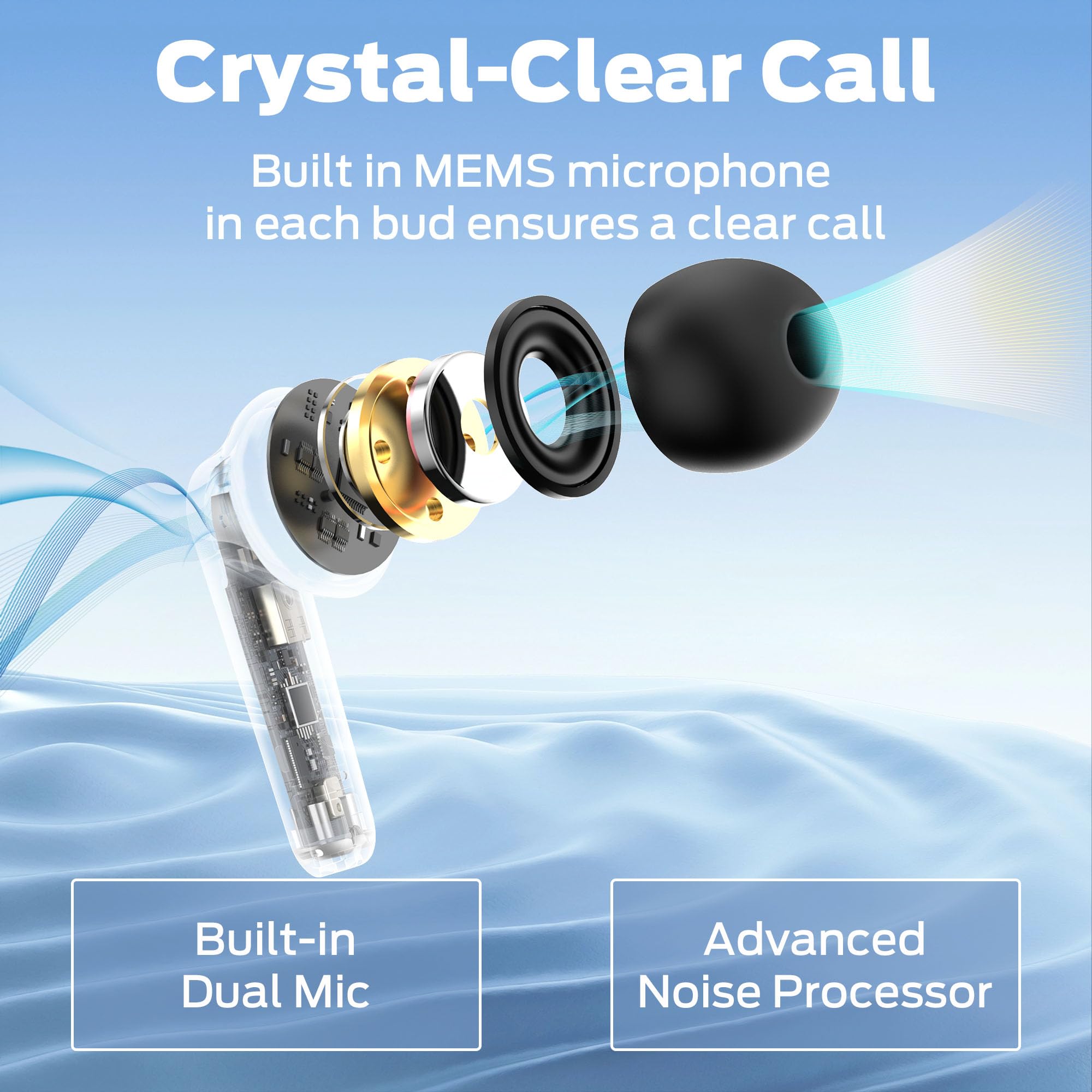Monster N-Lite 203 Wireless Earbuds Bluetooth 5.3 - HiFi Stereo Sound, 30H Playtime, Type-C Fast Charging, HD Calls, Touch Control, IPX6 Waterproof in-Ear Headphones for Gym, Running, Workout & Travel