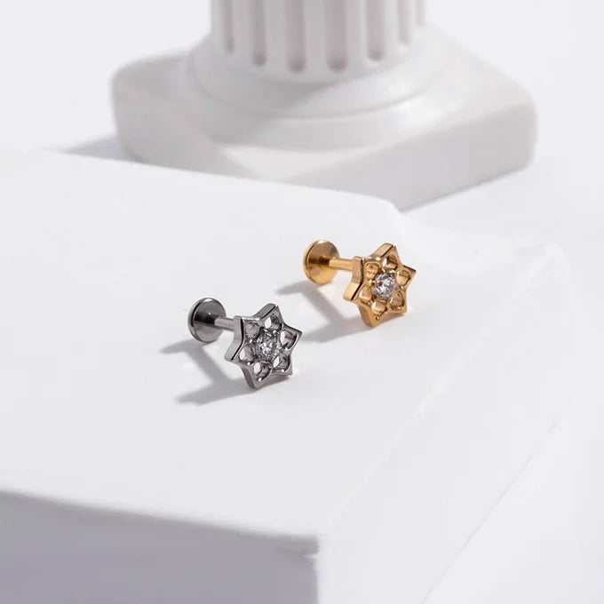 16G Cartilage Titanium Earrings - Snowflake & Arrow Stud Earrings for Women | Hypoallergenic Body Jewelry | Perfect for Piercing, Daily Wear & Gift Giving | HSPJ543