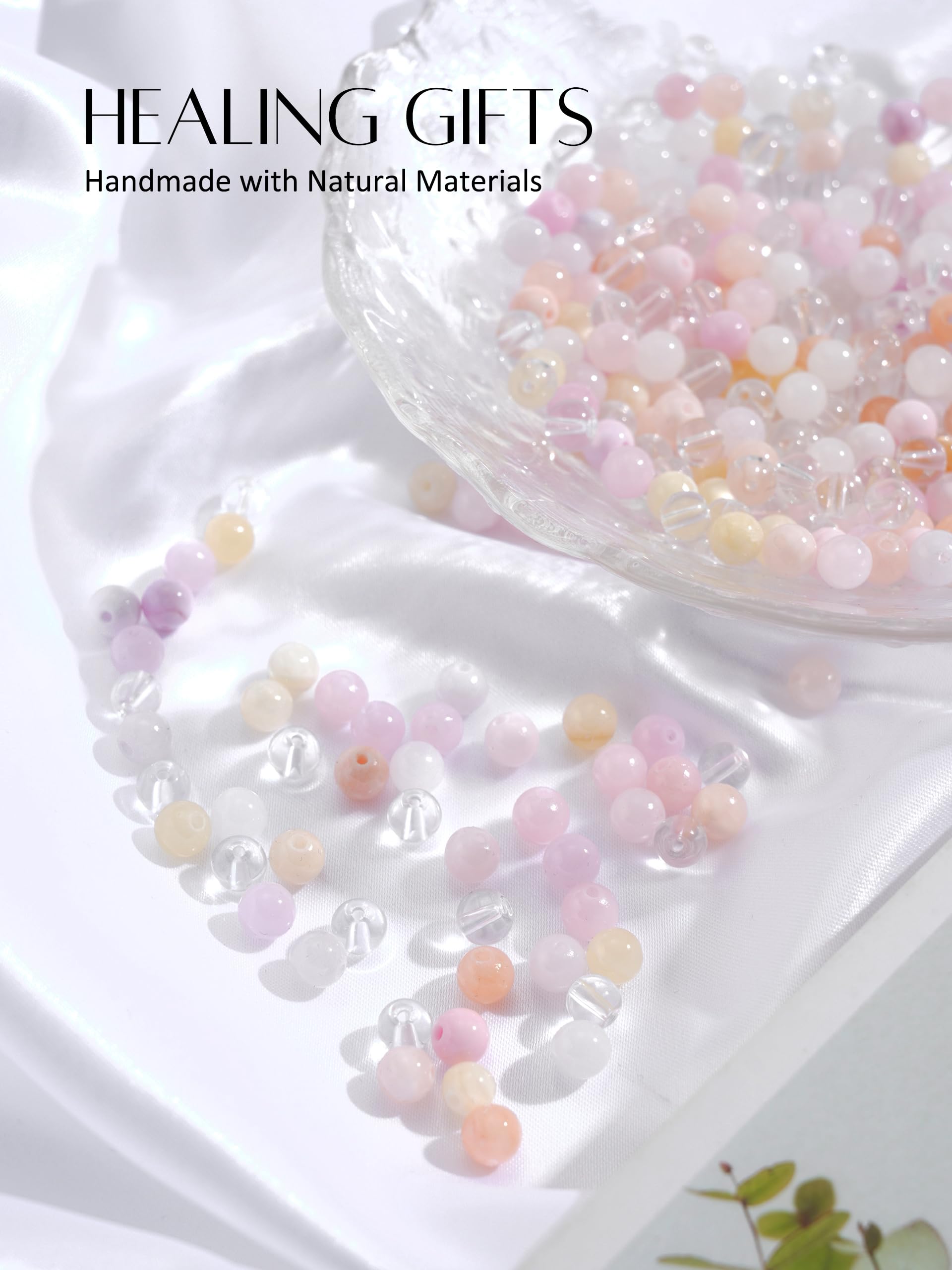 Retractable Beaded Lanyards for Women - ID Badges & Keys - Natural Stone & Morganite - Perfect for Teachers & Office Use