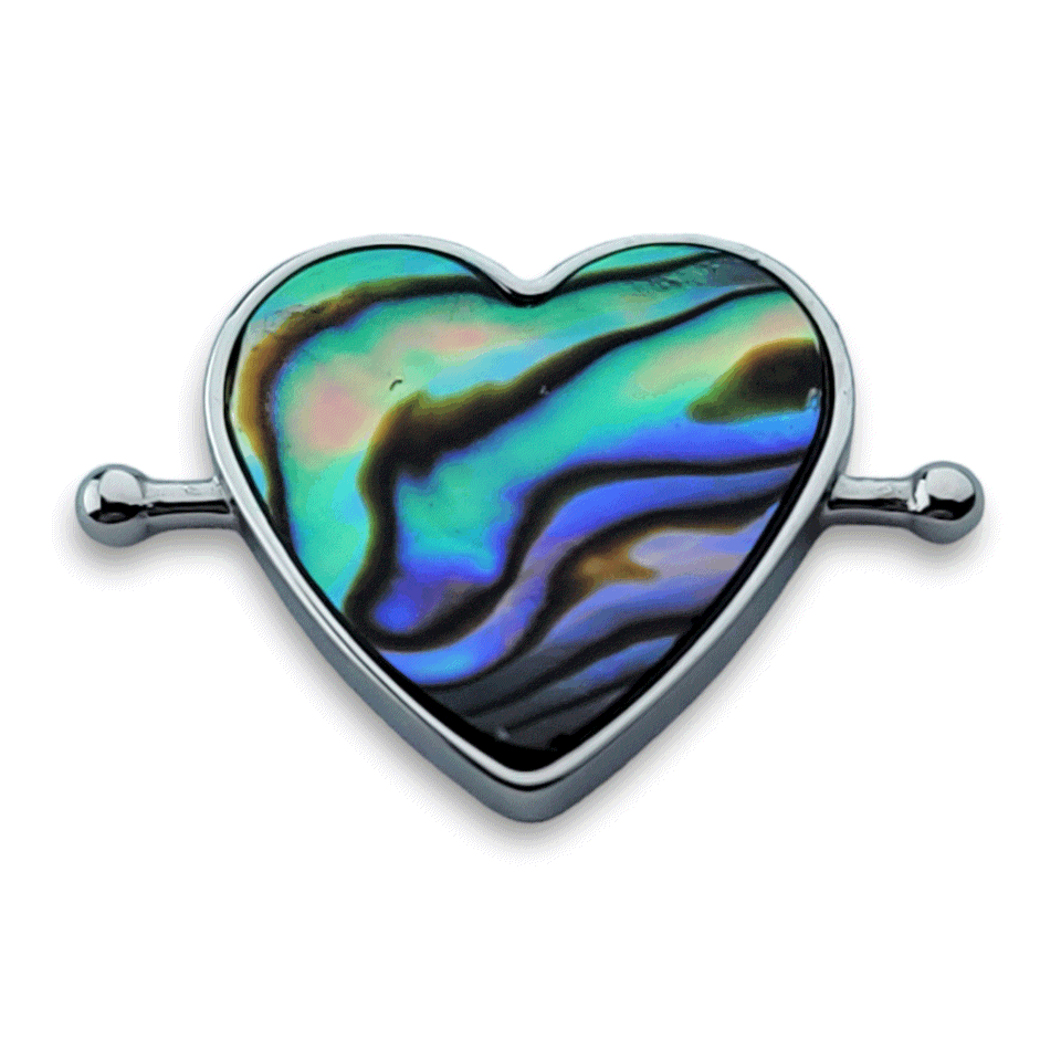 Heart-Shaped Abalone Shell with Crystal Inlay - Perfect for Jewelry Making, Home Decor, and Spiritual Healing