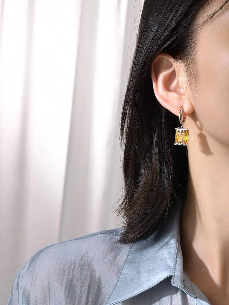Elegant Hoop Earrings with Genuine Stone - Perfect for Women's Fashion, Parties, and Everyday Wear