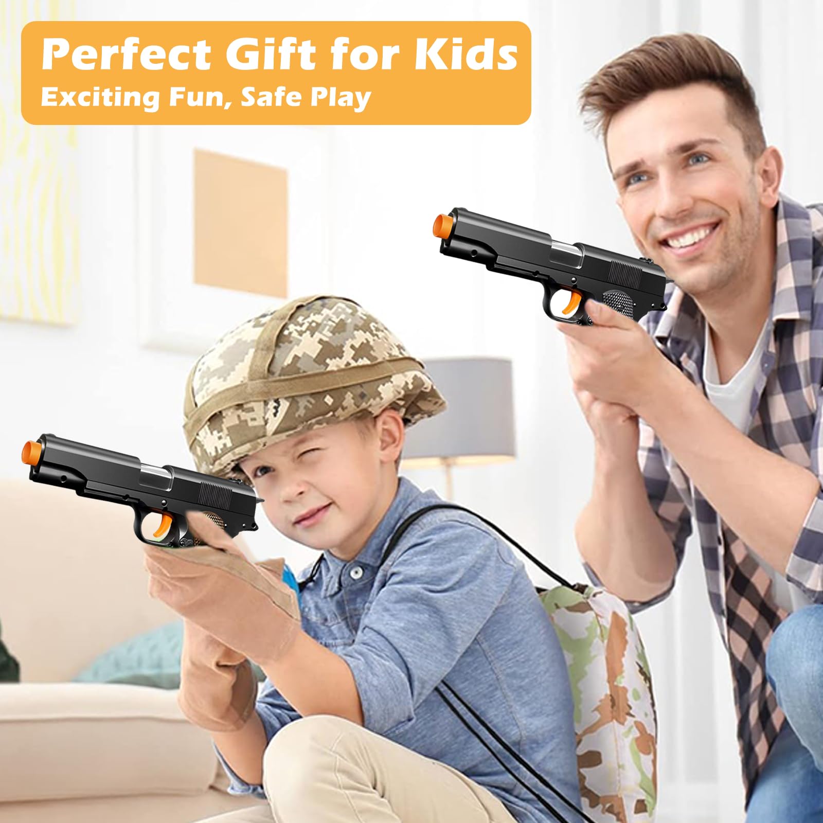 Shell Ejecting Toy Gun with Soft Bullets - Realistic Model Pistol Shooting Game for Kids | Educational STEM Toy Gift for Boys & Girls | Outdoor Play, Birthday Presents, Role-Playing Games
