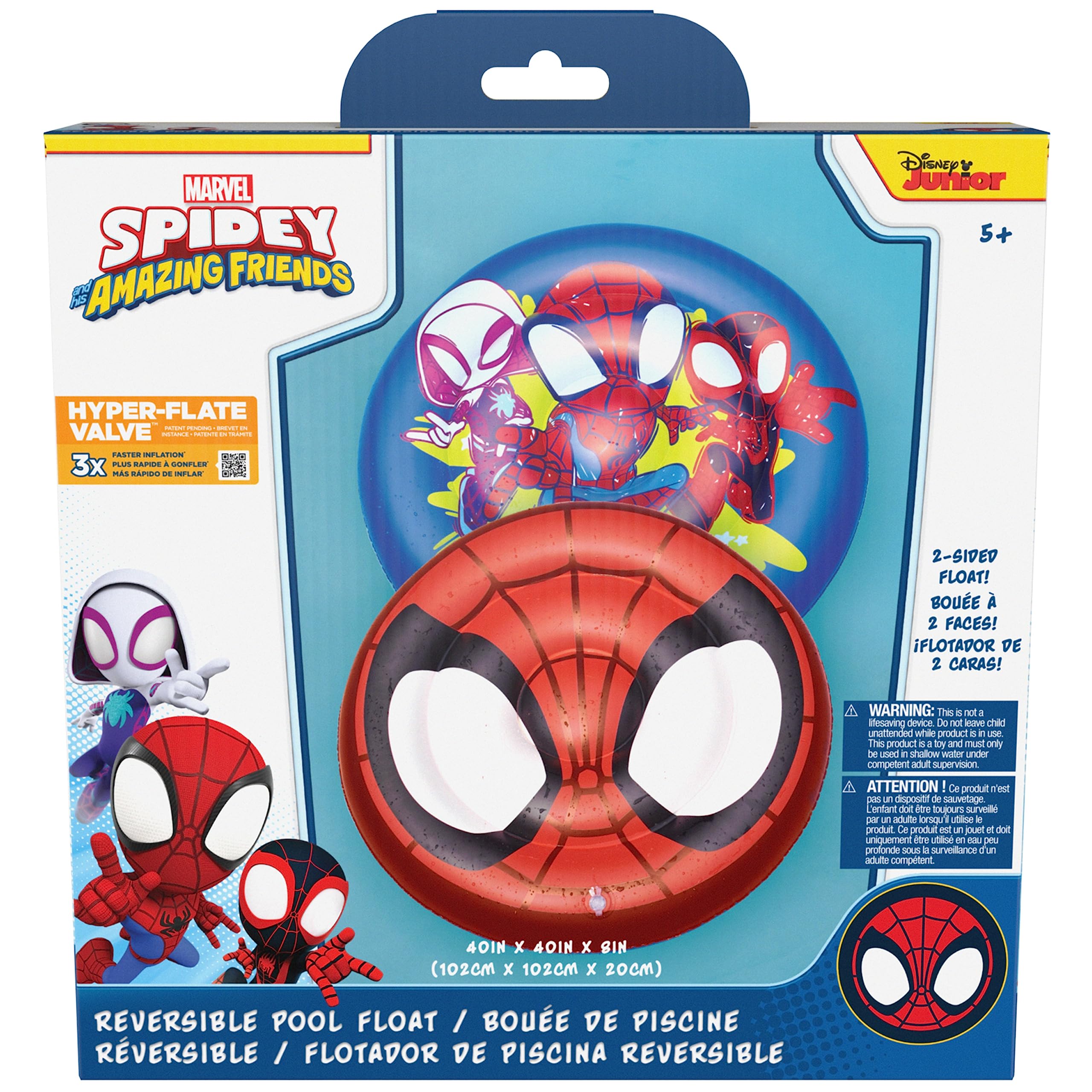 **Marvel Spidey Reversible Inflatable Boat - Kids Pool Float & Swim Toy for Ages 5+ | Fun for Swimming Pools, Lakes & Beach Vacations**