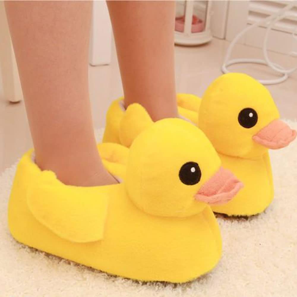 Women's Hokuto Duck Slippers - Cute Rubber Duck Cartoon House Shoes for Winter - Cozy Indoor/Outdoor Slippers for Home, Lounge & Gift Giving