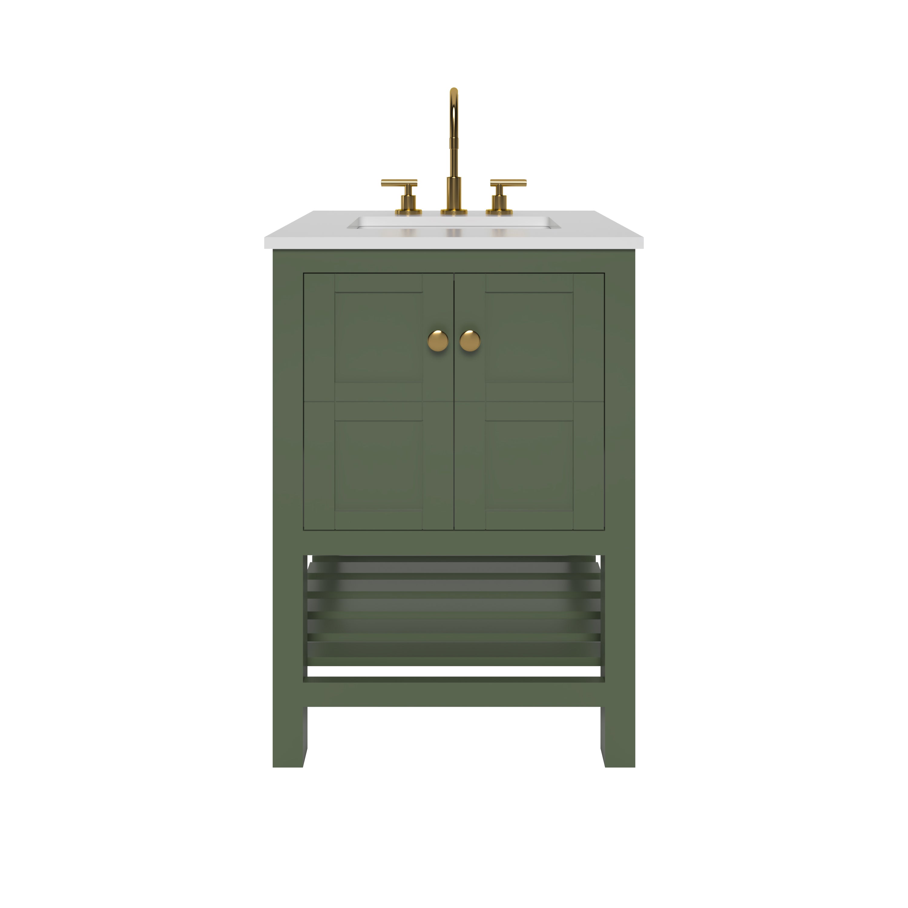 23.5 Inch Bathroom Vanity Cabinet in Sage Green - Nearmé Dallas Modern Single Sink Storage for Small Bathrooms, Powder Rooms & Guest Baths