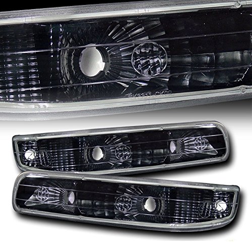 1999-2002 Chevy Silverado & 2000-2006 Chevy Suburban/Tahoe Euro Black Clear Signal Bumper Lights - Replacement LED Turn Signal Lamps for Improved Visibility and Safety