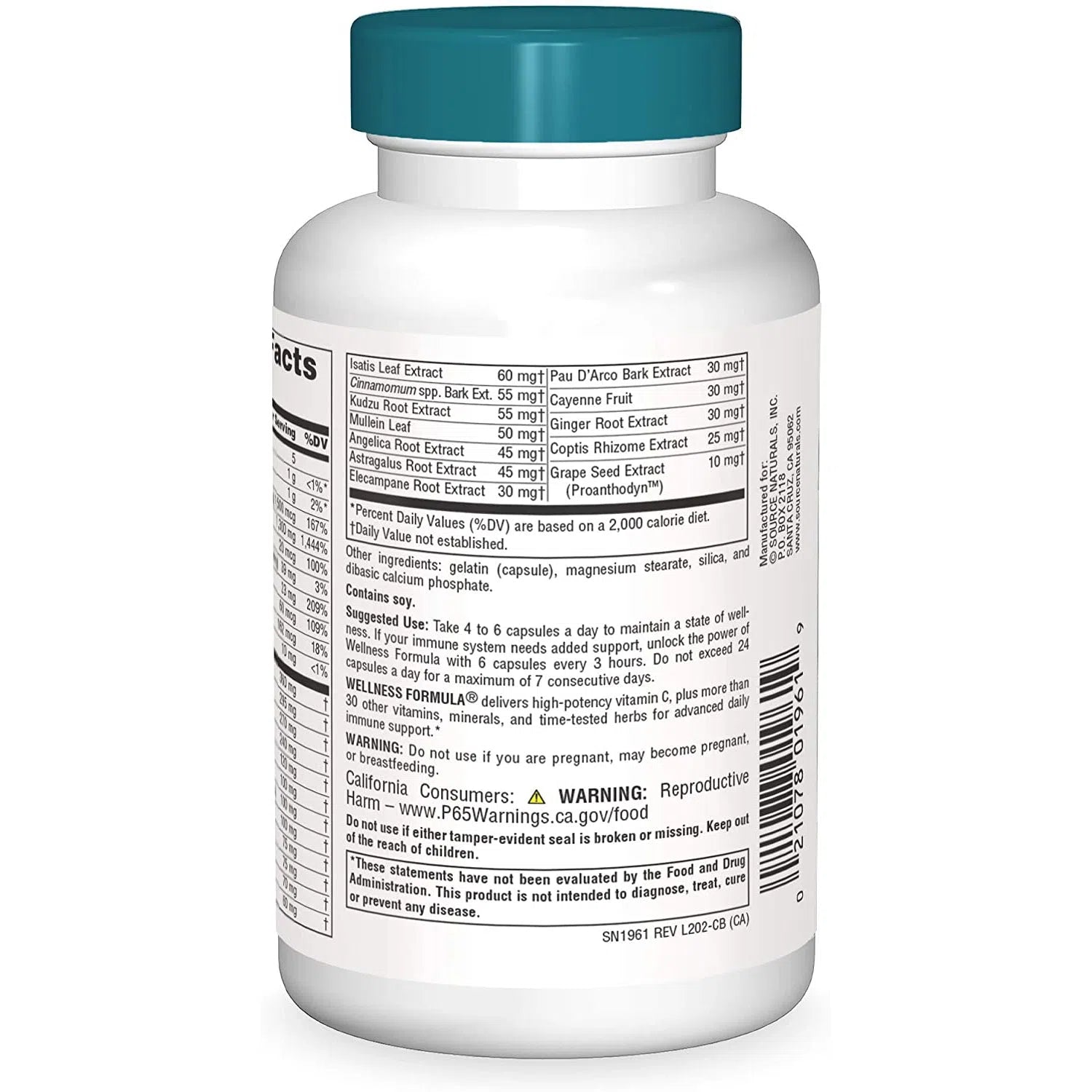 Source Naturals Wellness Formula - Immune Support Supplement with Vitamins, Herbs & Antioxidants for Daily Health & Wellness | Boosts Immunity, Energy & Overall Well-Being | Ideal for Cold Season, Travel & Busy Lifestyles