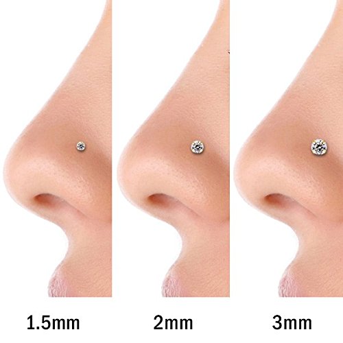 14K White Gold Diamond Nose Ring with Flush Bezel - 18G Real Diamond Nose Stud for Women | USA Made Hypoallergenic Nose Jewelry | Perfect for Everyday Wear, Special Occasions & Gifts