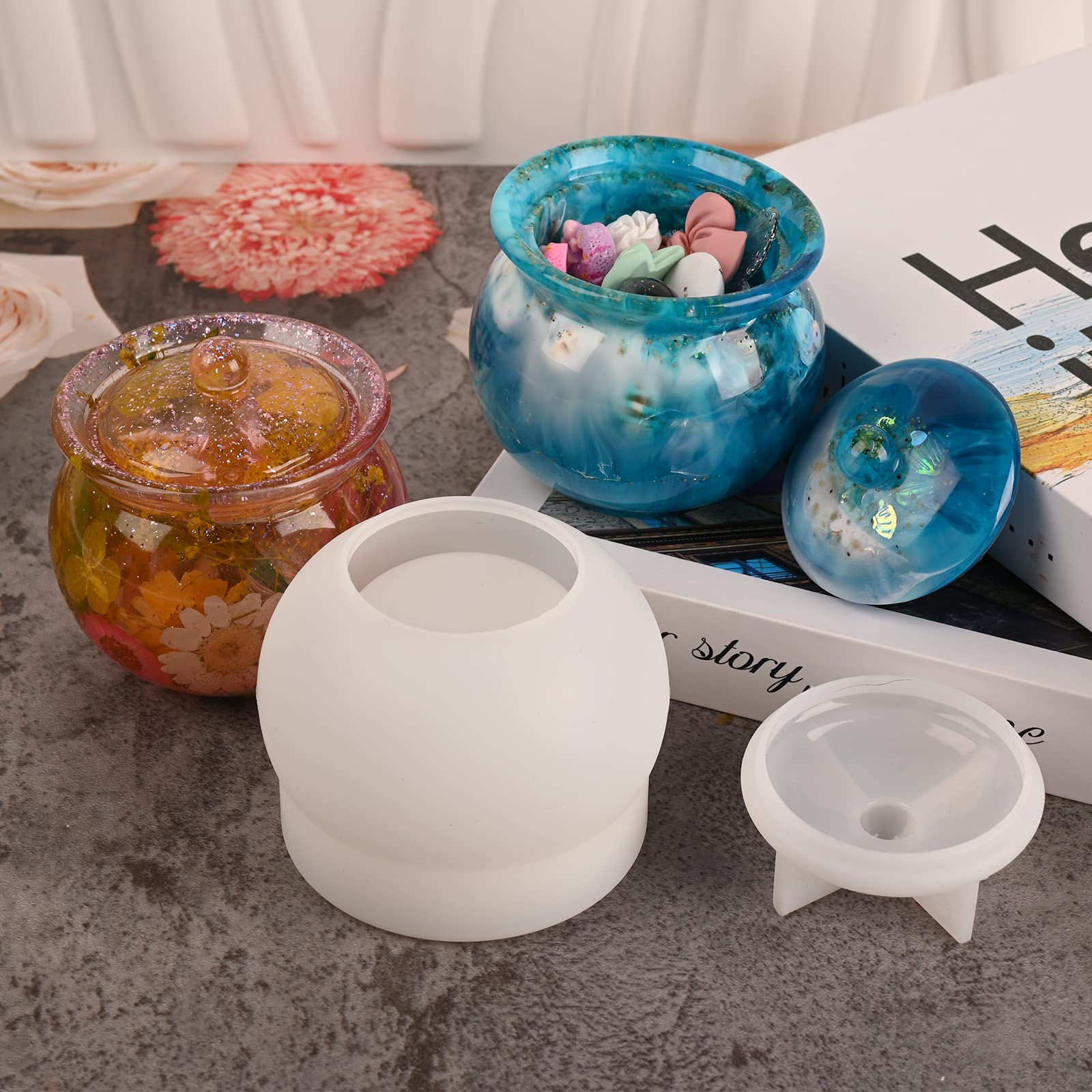 Actvty Jar Silicone Molds with Lid - DIY Epoxy Resin Molds for Jewelry Storage Box, Candle Holder, Candy Container - Perfect for Resin Casting Crafts, Home Decor & Unique Gift Making