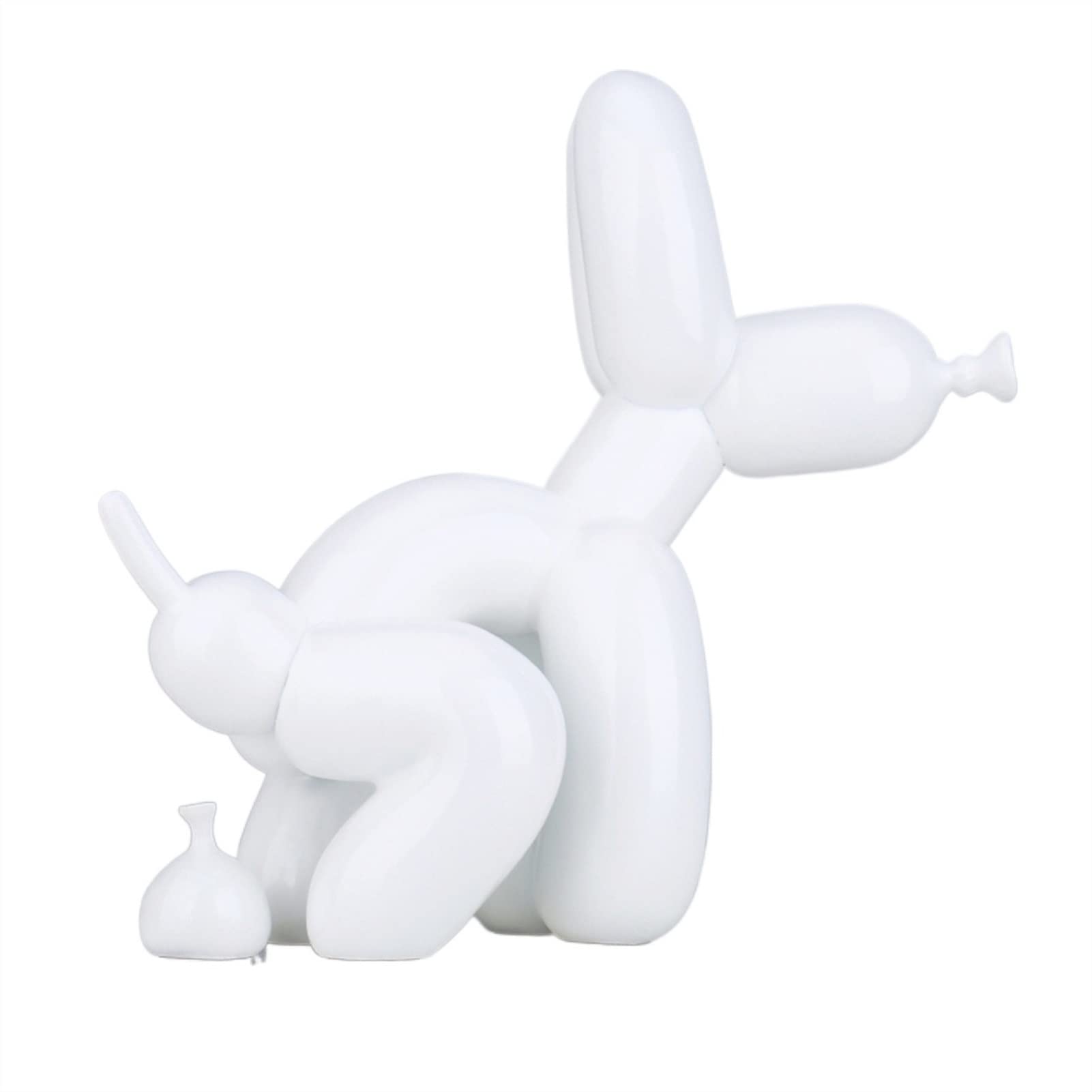 HUHAORAN 2021 Creative Poop Balloon Dog Statue - White 22cm Modern Nordic Resin Art Sculpture for Home Decor, Desktop, Office & Gift - Funny Animal Sculpture Craft for Living Room, Bedroom, Bookshelf Decoration