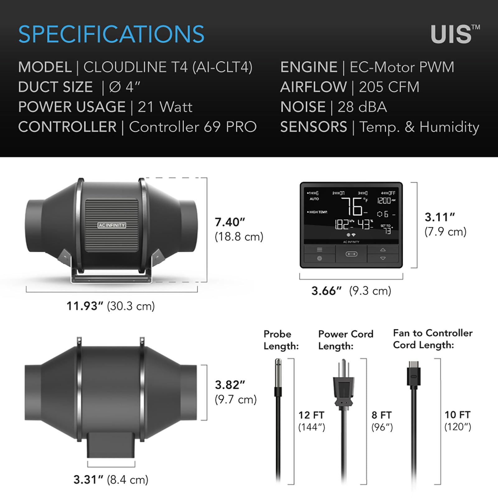 AC Infinity CLOUDLINE PRO T4 - 4