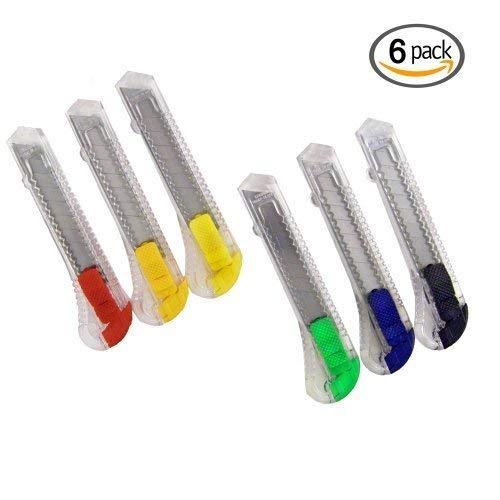 6 Pack Universal Utility Razor Blade Knives - Heavy Duty Retractable Scrapers for Home, Office, Crafting & DIY Projects (Perfect for Box Opening, Paint Scraping, Package Cutting)