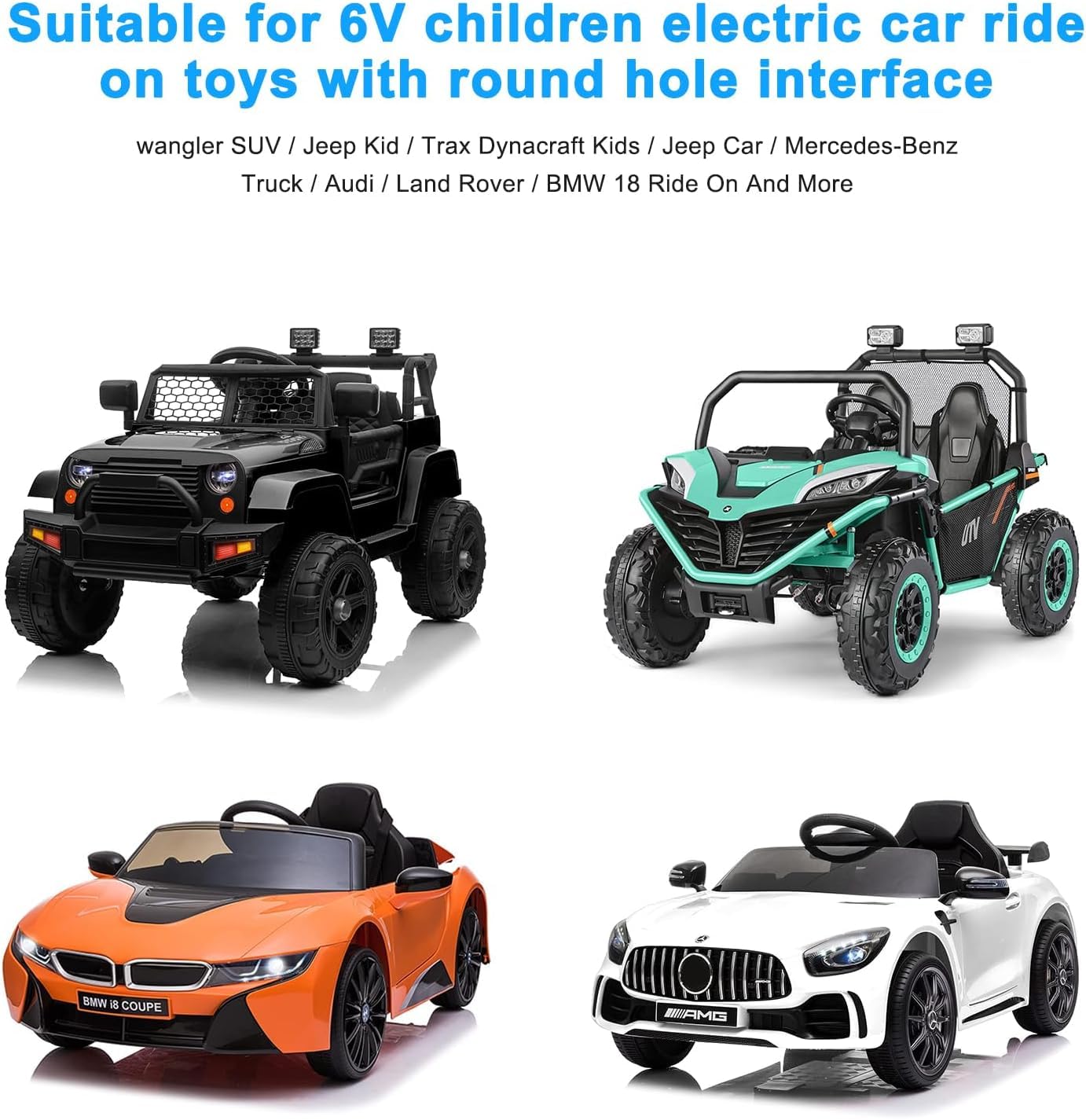 6V Battery Charger for Kids Ride-On Cars & Electric Toys - Fast Charging 6 Volt Power Adapter for Ride-On Vehicles, Scooters, and Accessories - Perfect for Home, Playground, and Outdoor Use