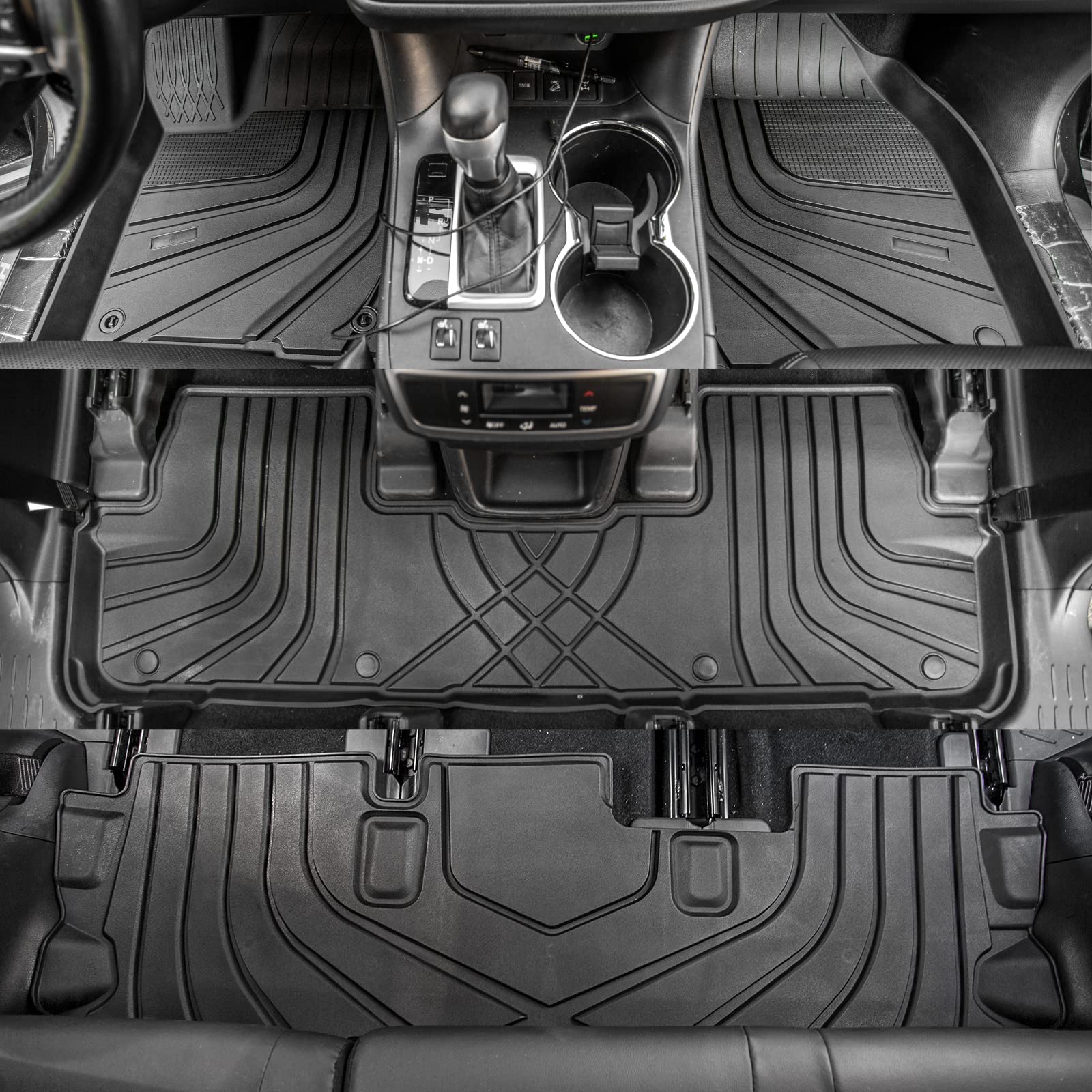 Rongtaod Custom Fit Floor Mat for 2014-2019 Toyota Highlander - Waterproof Trunk Cargo Liner with Back Seat Cover Protector | All-Weather Car Accessories for SUV Protection & Organization (Perfect for Road Trips, Grocery Hauling & Pet Transport)