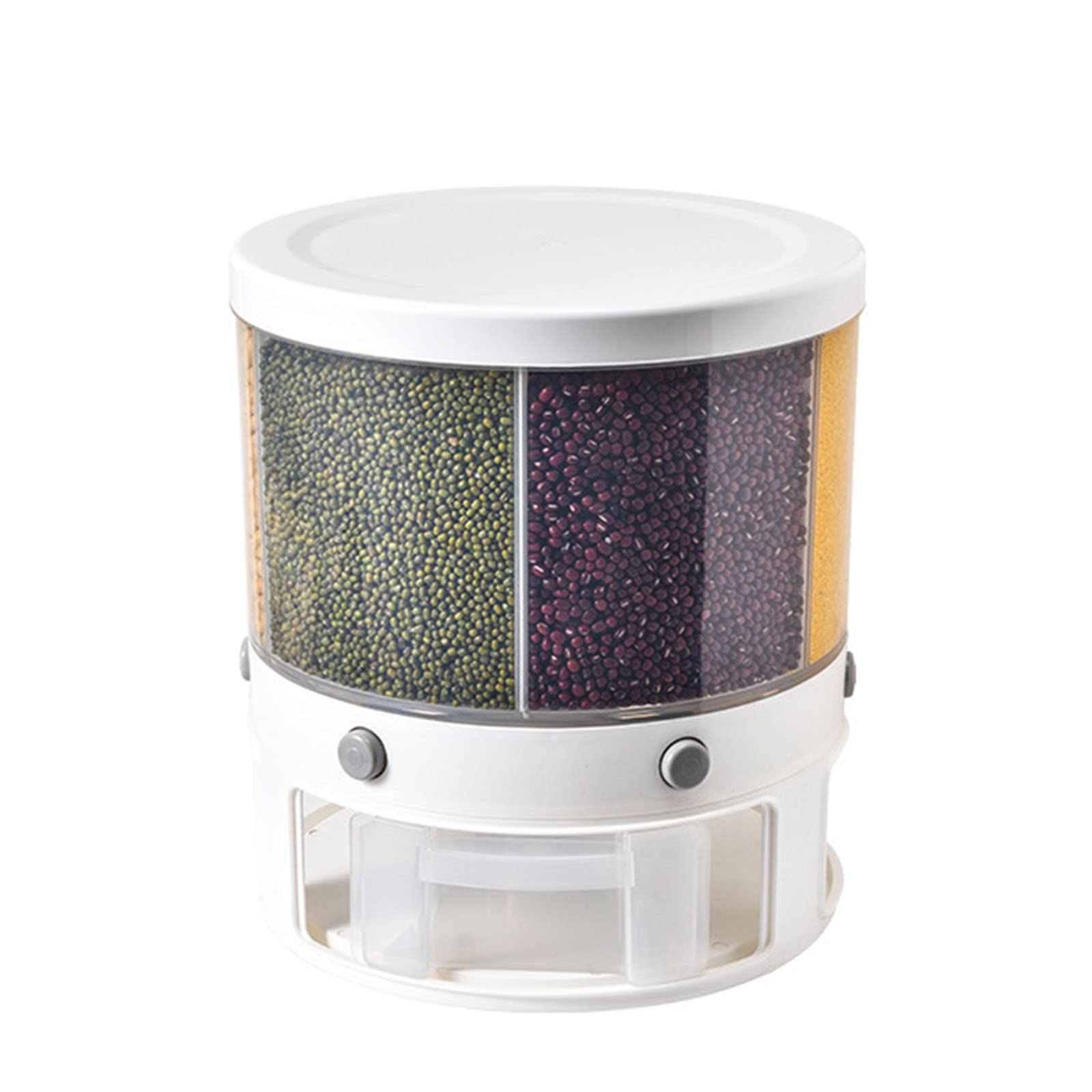 360° Rotating 6-Grid Cereal Storage Container with Dispenser - Airtight Dry Food Organizer for Cereal, Rice, Coffee Beans, Candy & Grains - Perfect for Kitchen Pantry Organization & Bulk Food Storage