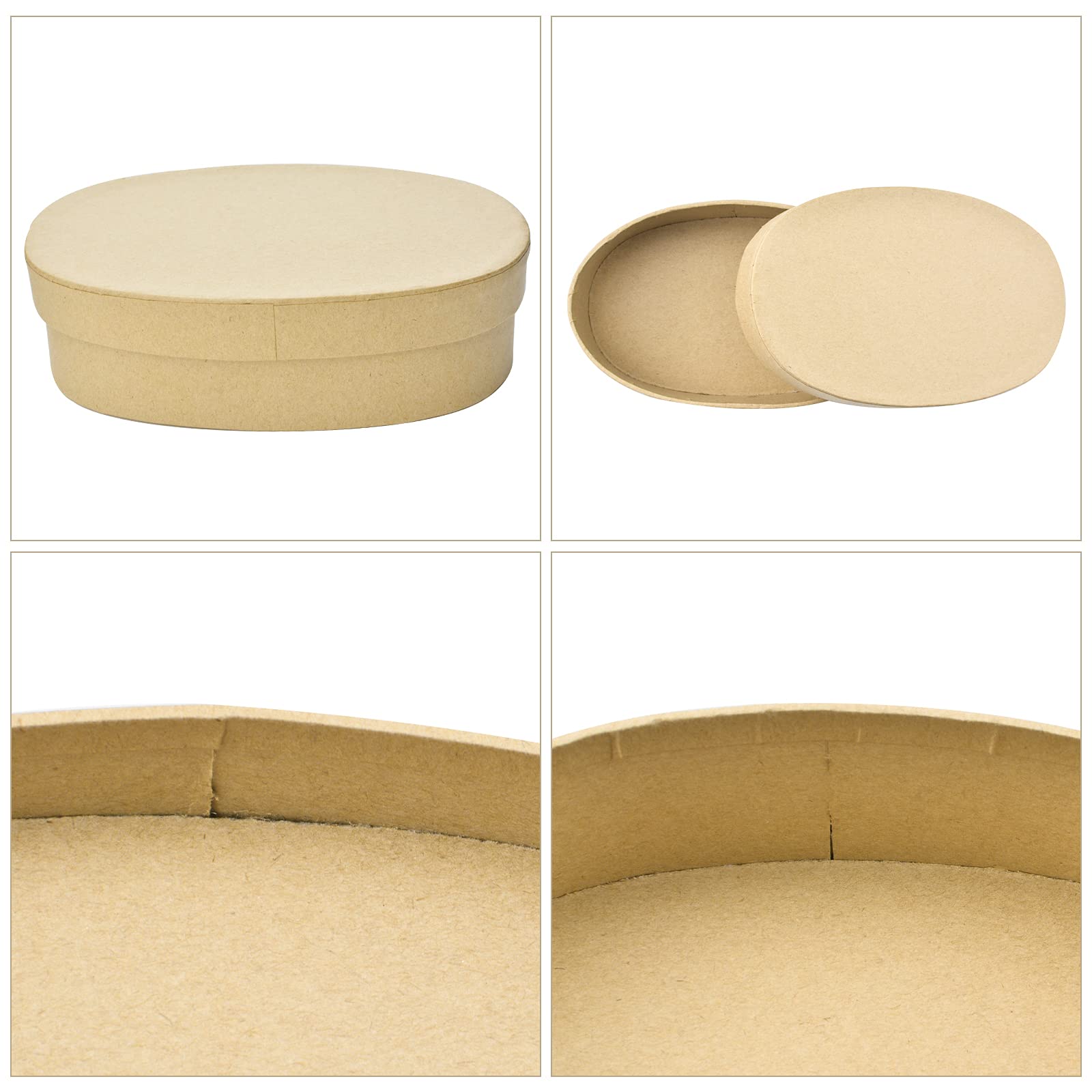 WANDIC Set of 3 Oval Paper Mache Hat Boxes with Lids - Kraft Paper Storage Containers for Jewelry, Crafts & Gifts - Perfect for DIY Painting, Home Decor & Party Favors