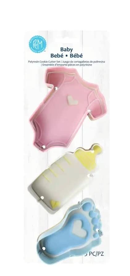 Baby Foot, Baby Bottle & Baby Onesie Cookie Cutters Set - Perfect for Baby Shower, Birthday Parties & Baking with Kids
