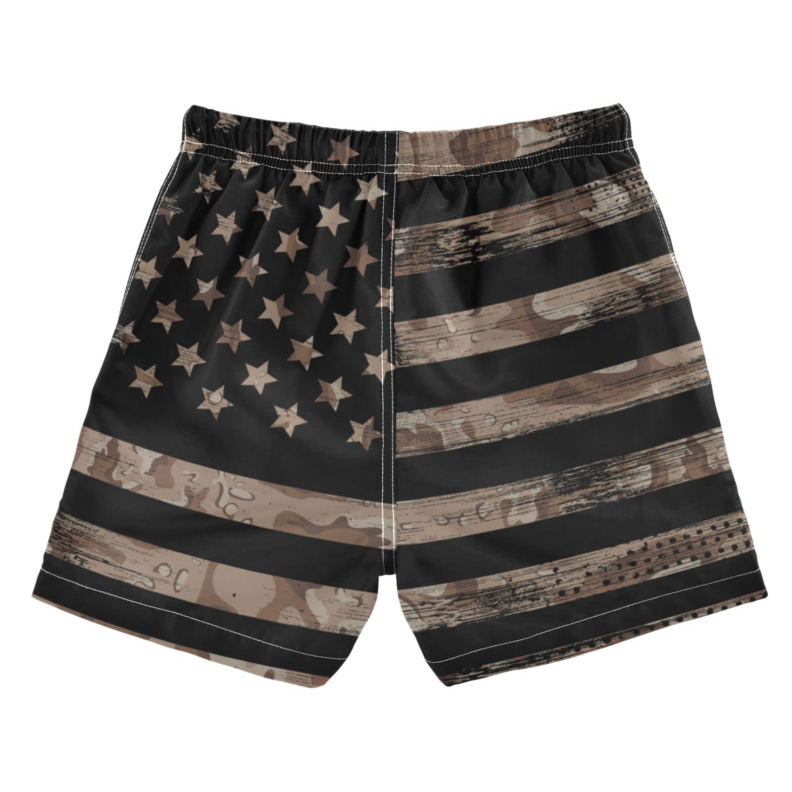 Senya Boys Swim Trunks - USA Flag & Desert Camo Beach Board Shorts for Kids & Toddlers | Quick-Dry Swimwear for Pool, Beach & Summer Activities