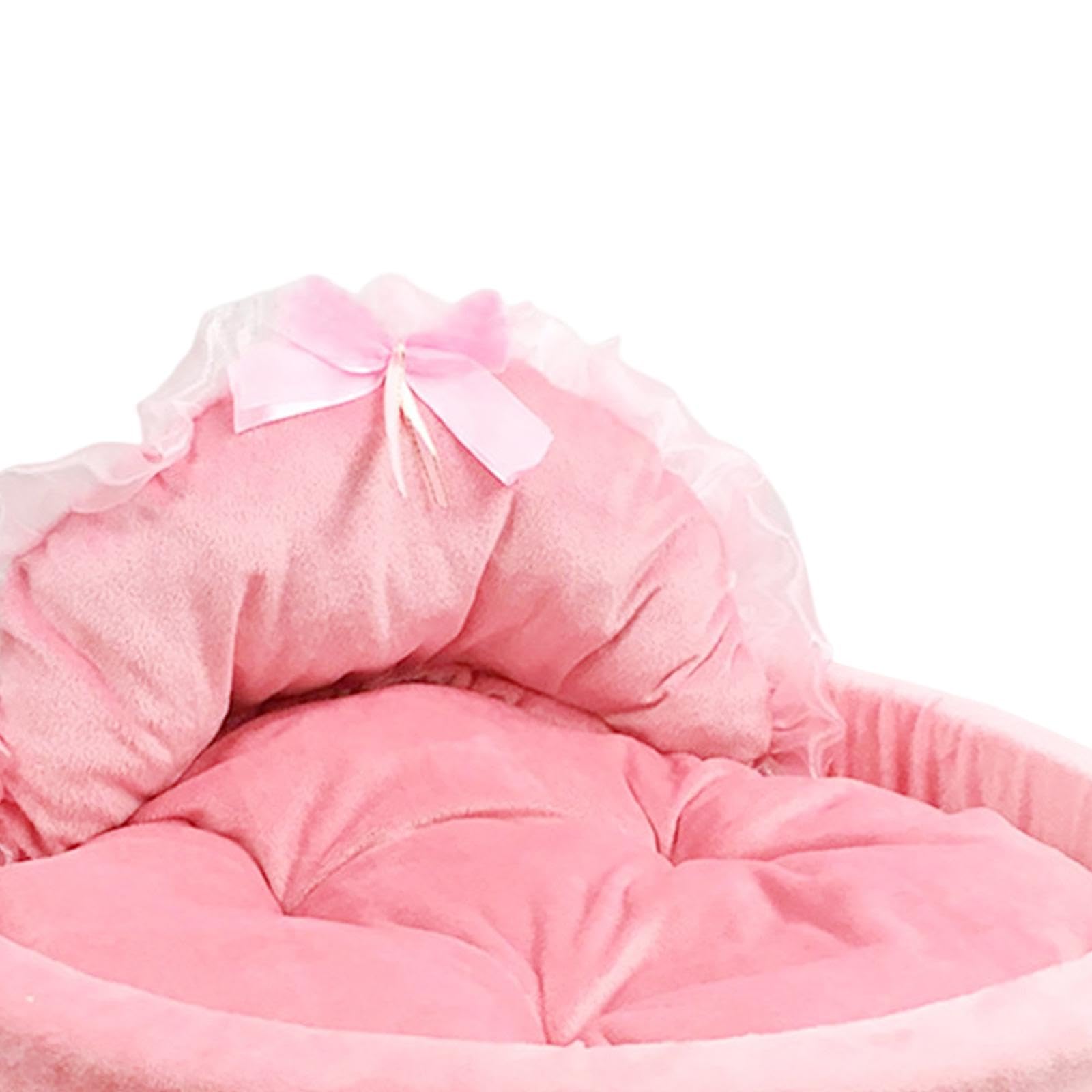 **Pink Princess Dog Bed - Washable Pet Couch with Lace Trim, Soft Thick Cushion for Large Dogs & Cats, Cozy Kennel Sleeping Bed for Puppies & Kittens (Pink, Size S) - Perfect for Living Room, Bedroom & Pet Travel**