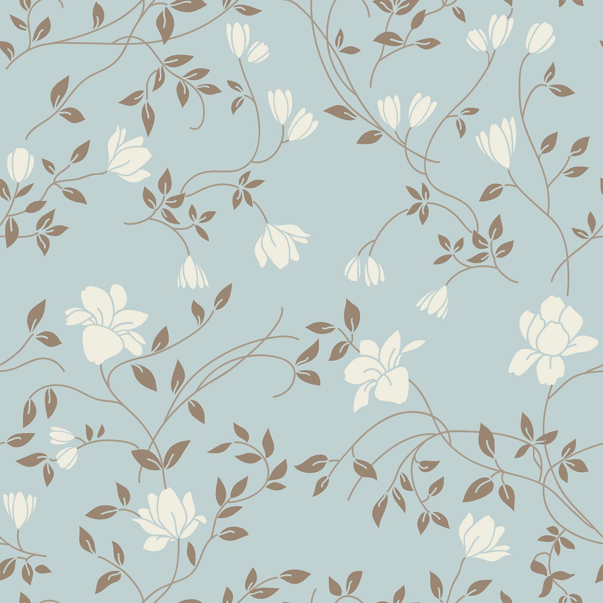 Blue Floral Peel and Stick Removable Wallpaper - Self-Adhesive Decorative Wall Covering for Bedroom, Living Room & Nursery - Easy to Install & Remove - Pattern 4338