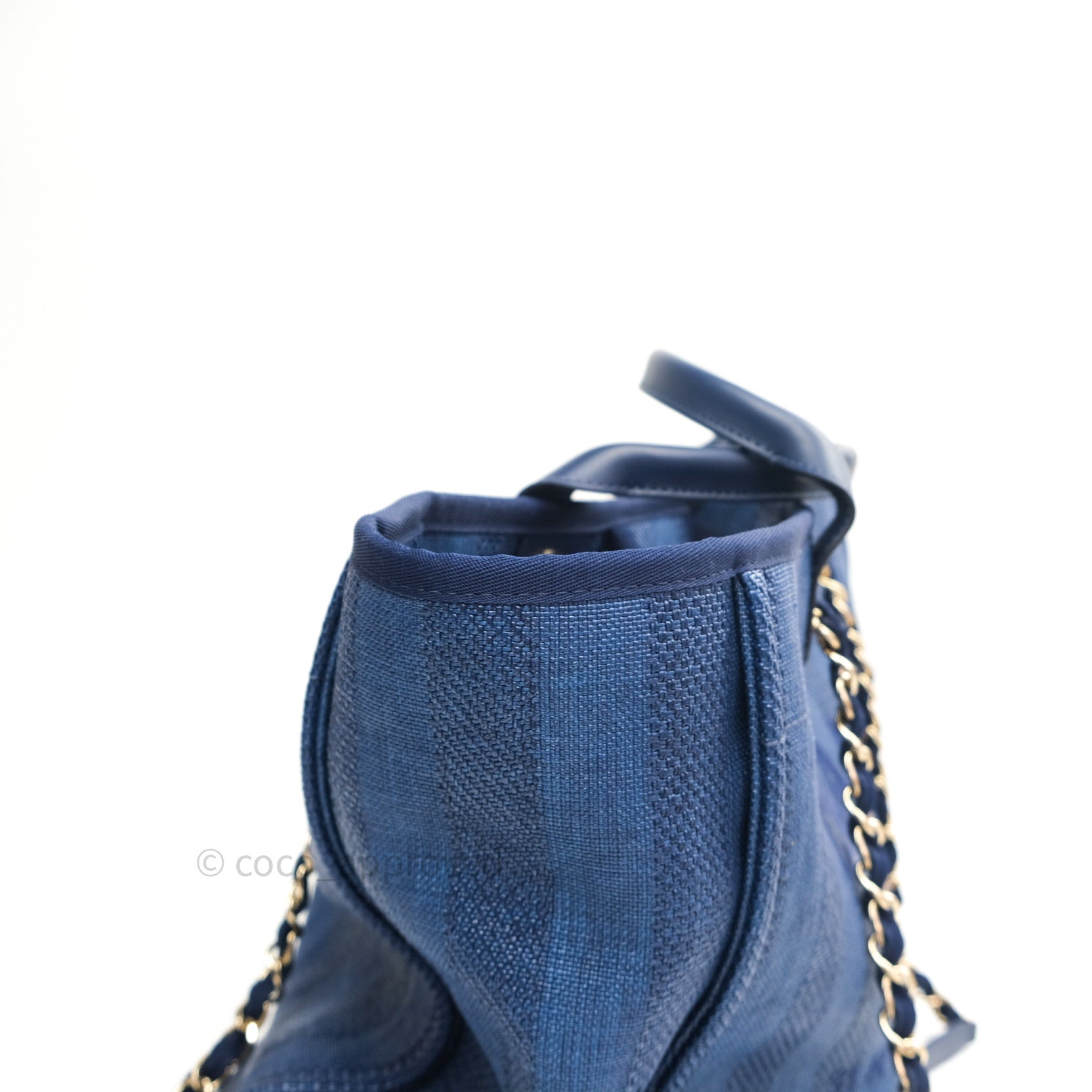 Chanel Canvas Large Deauville Tote Bag Navy Blue Striped 20S - Luxury Beach Tote for Women, Perfect for Travel, Shopping & Everyday Use