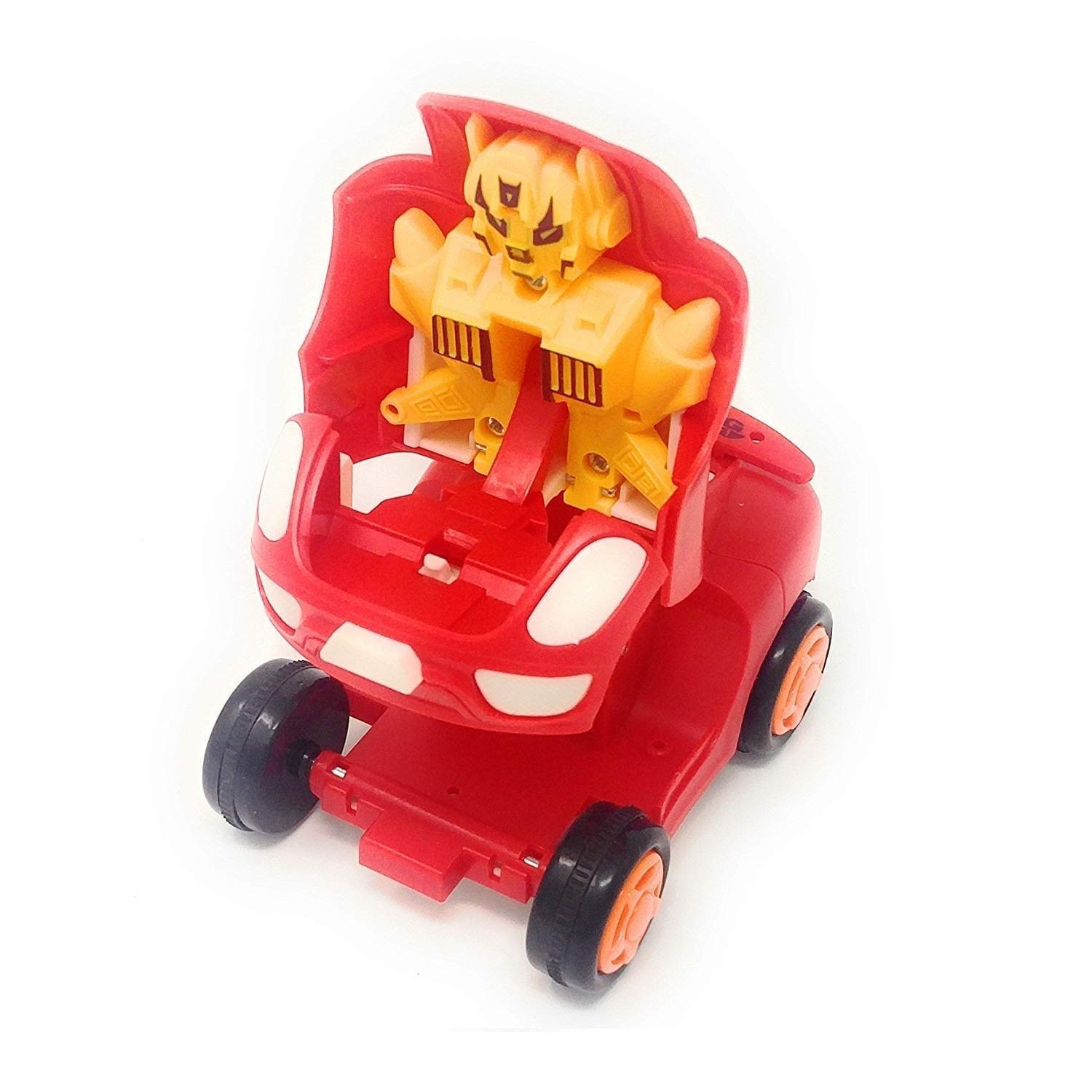 Mini Racing Friction Toy Car - Transforming Robot Push & Go Toy for Kids (Red) | Fun STEM Learning & Pretend Play Gift for Boys & Girls