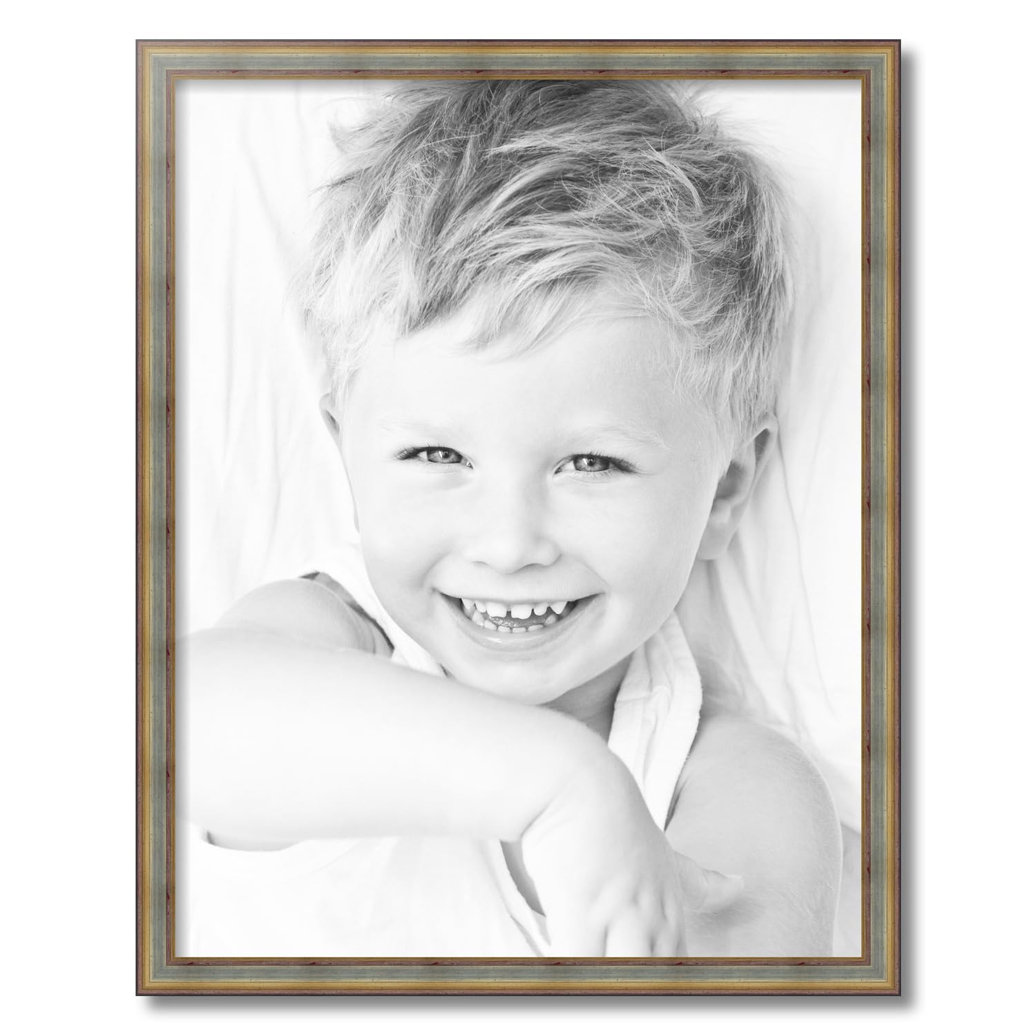 ArtToFrames 22x28 Inch Silver Wood Picture Frame with Gold Accents - Modern Photo Frame for Wall Display, Home Decor, Office Art, and Wedding Photos (WOMD1087-22x28)