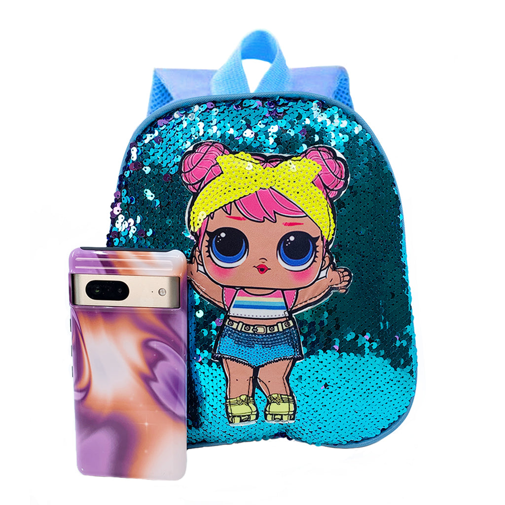Sparkly Disco Doll Sequins Mini Backpack for Women - Blue Glitter Party Purse | Perfect for Nightclubs, Festivals & Costume Parties