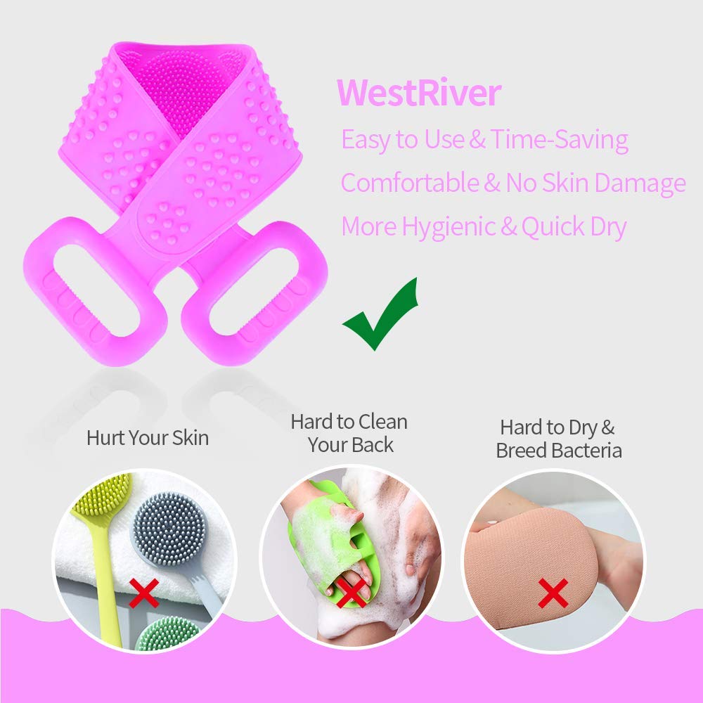EAYIRA Silicone Body Scrubber - Exfoliating Back Scrubber for Shower, Easy to Clean Massage Brush with Long Handle for Deep Cleansing & Skin Care - Perfect for Bath, Spa & Daily Exfoliation