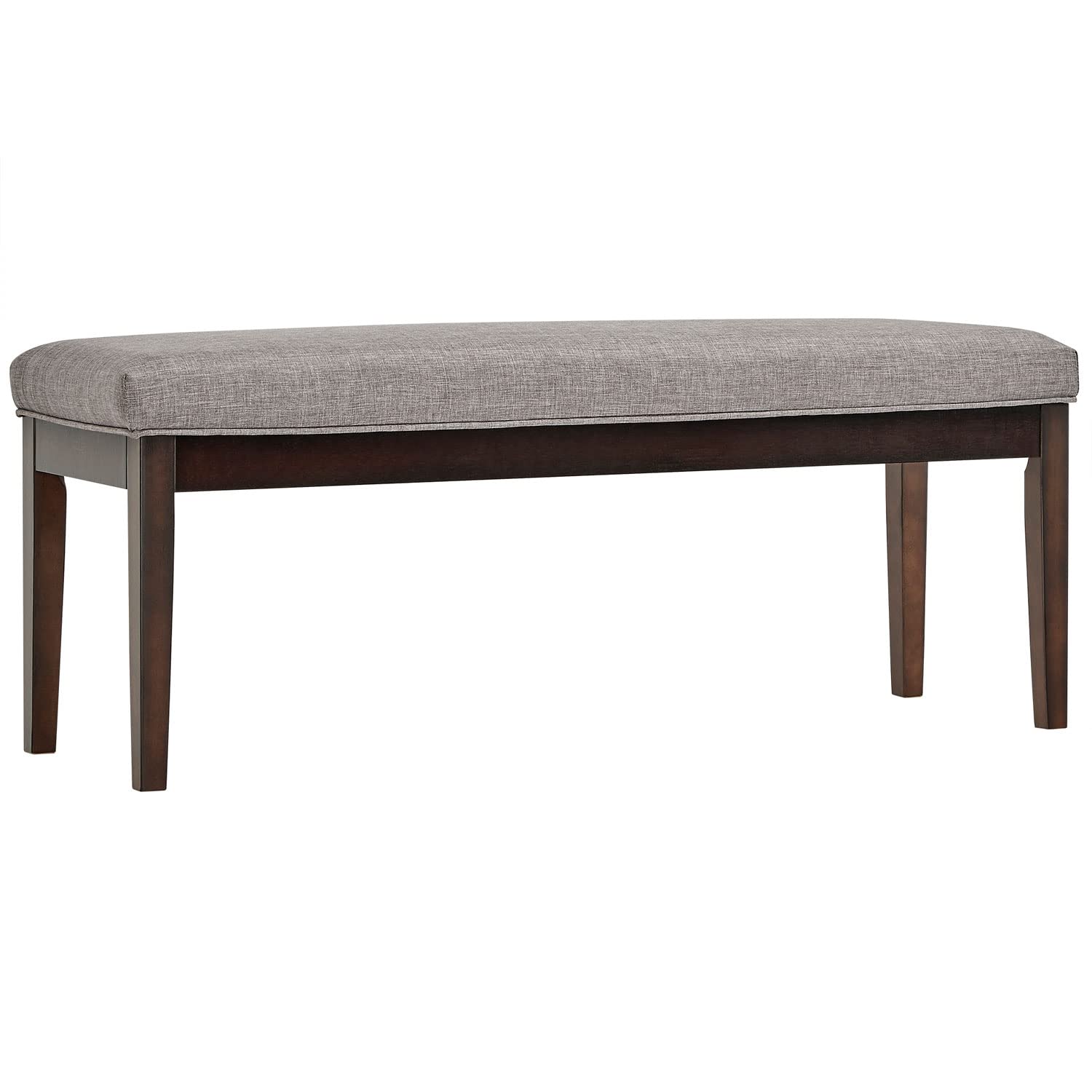 HomeHills Fitch Smoke Linen Bench - Modern Upholstered Storage Ottoman with Removable Cushion - Perfect for Living Room, Bedroom or Entryway Seating