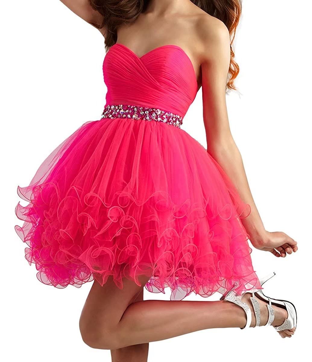 Beilite Sweetheart Ruched Homecoming Dress with Beaded Sashes | Junior Prom Dresses | Short Cocktail Party Dress for Teens | Perfect for Homecoming, Prom, Cocktail Parties & Special Occasions