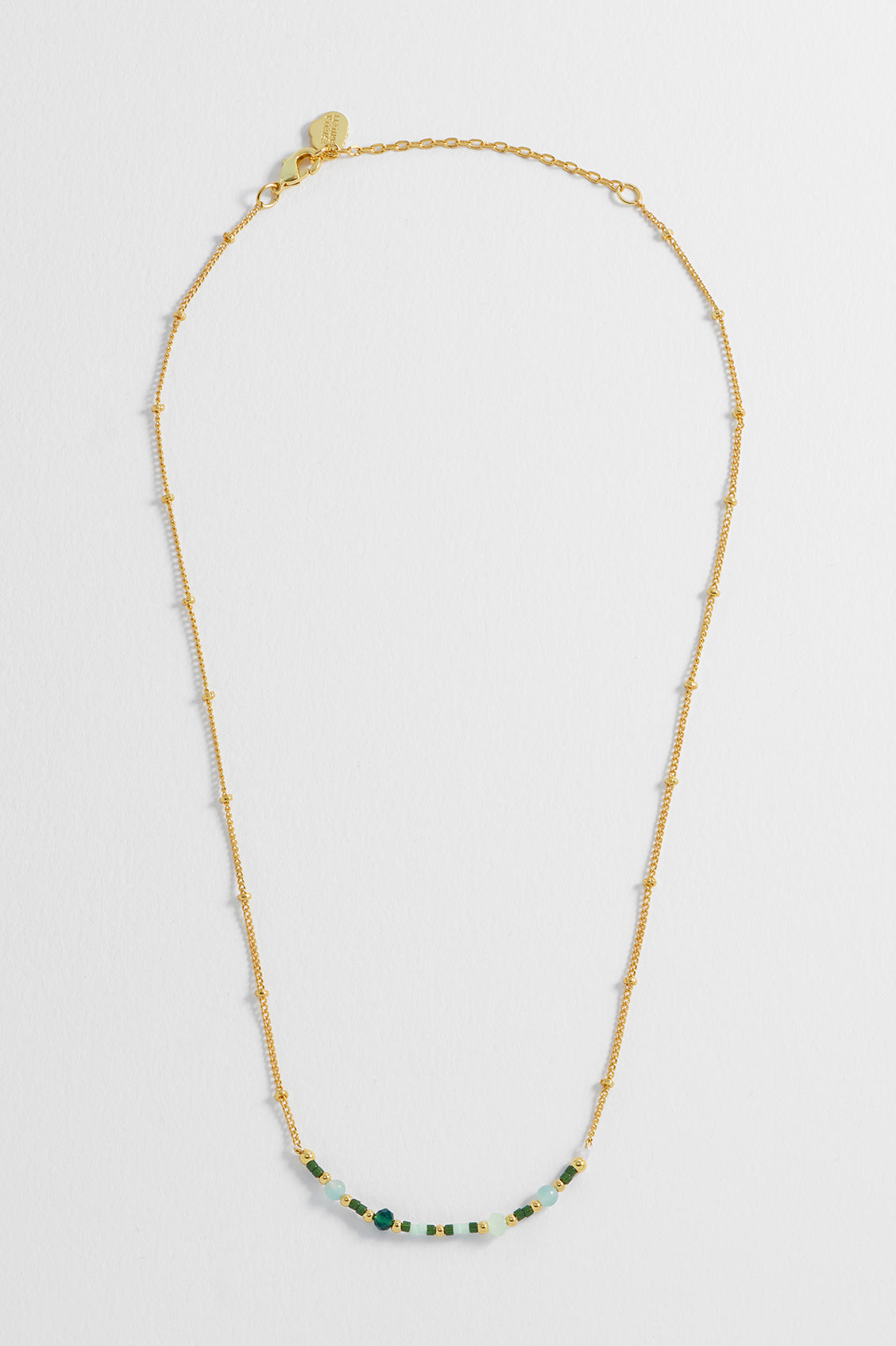 Mini Green Beaded Chain Necklace for Women - Dainty Bohemian Jewelry for Everyday Wear & Layering | Perfect for Casual Outfits, Office Wear & Special Occasions