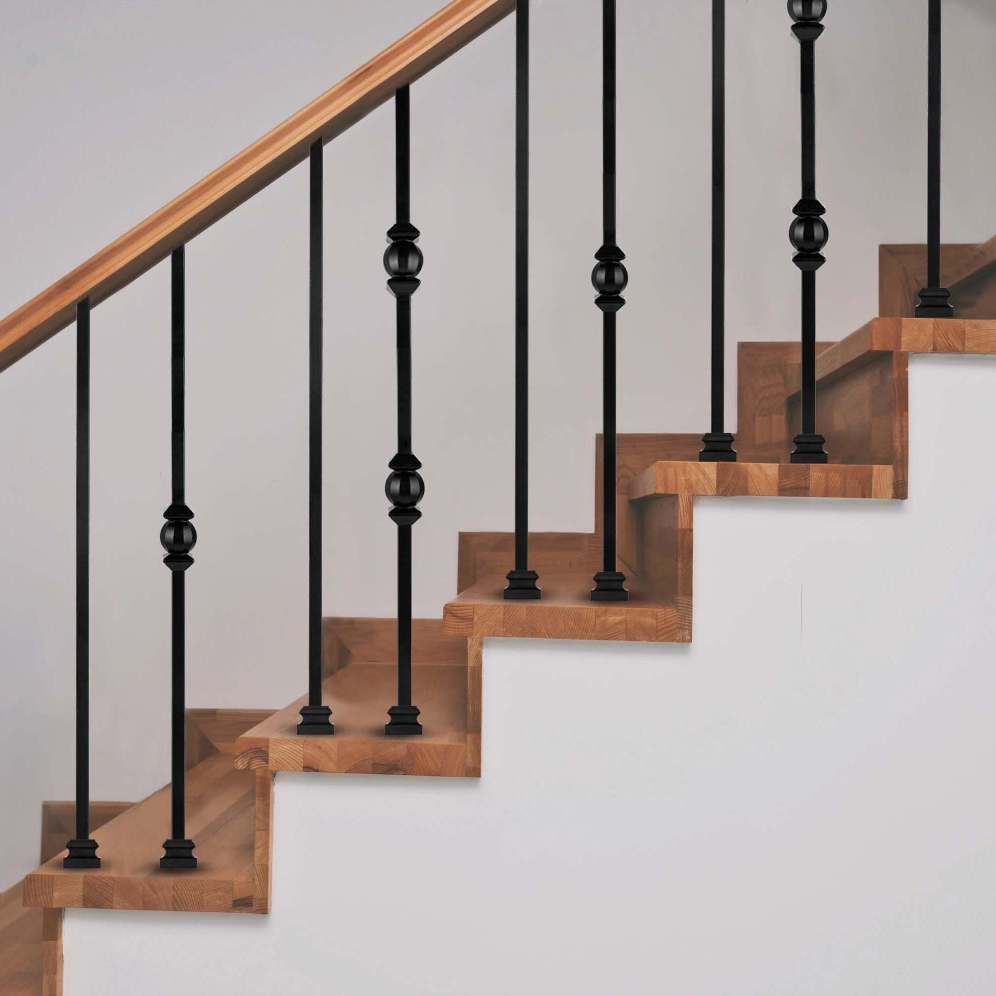 Nuvo Iron SQI1BS-MP12 Black Interior Baluster - Decorative Stair Railing Spindles for Home Staircase, Porch, Loft & Indoor Decor