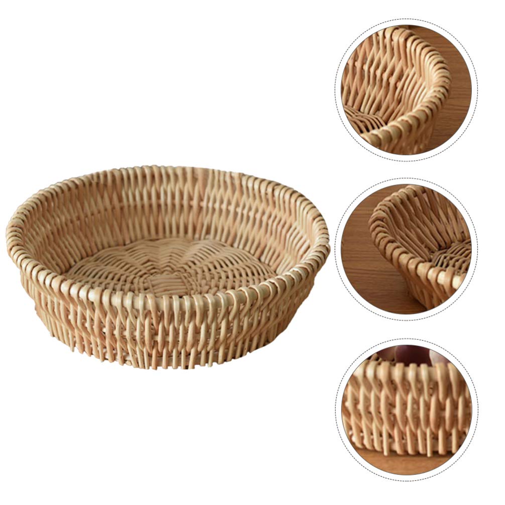 Natural Wicker Bread Basket - 10 Inch Round Kitchen Storage Container for Fruits, Vegetables & Bread | Perfect for Farmhouse Dining, Picnics & Rustic Tabletop Serving