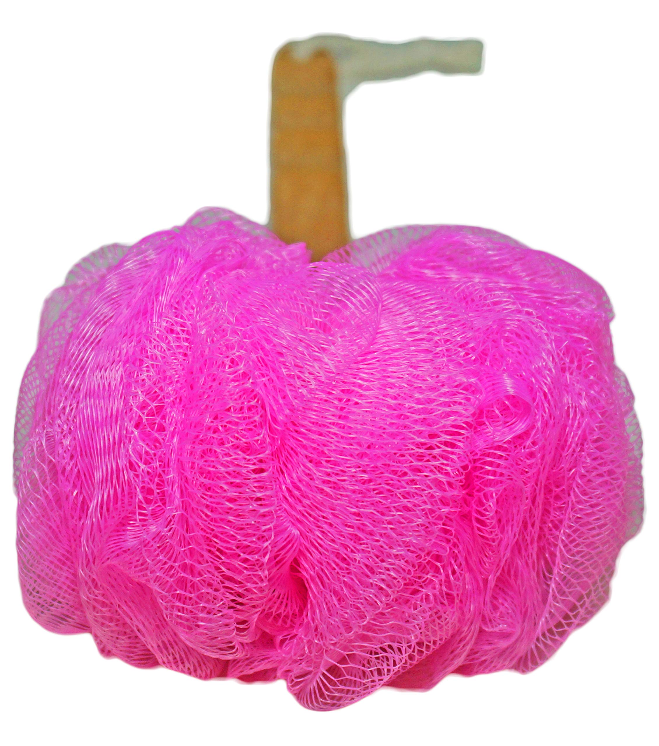 Exfoliating Loofah Bath Brush with Long Wooden Handle - Shower & Back Scrubber for Men & Women - Body Wash & Lotion Applicator (2-Pack, Blue & Red) - Perfect for Deep Cleansing & Skin Exfoliation in Bath or Shower