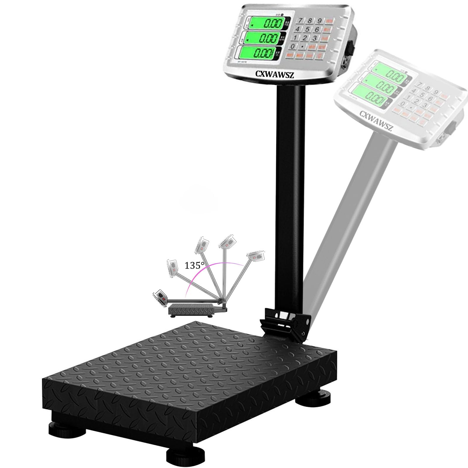 660lbs Digital Commercial Platform Scale - Stainless Steel Industrial Floor Scale with High-Definition LCD Display | LB/KG Units | Heavy Duty for Luggage, Packages & Postal Shipping | Perfect for Warehouses, Shipping Centers & Retail Stores