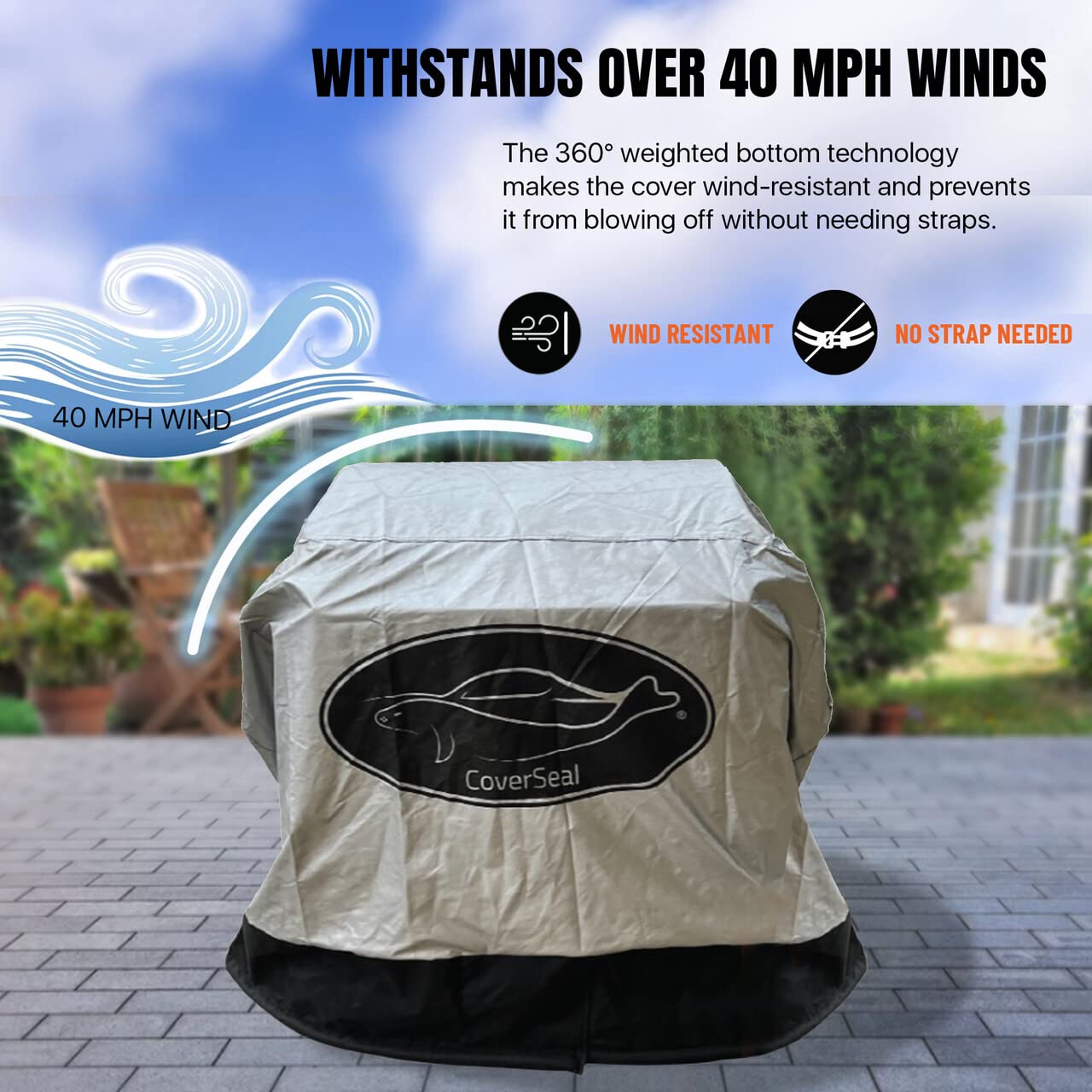 Weatherproof BBQ Grill Cover for 2-3 Burner Grills - Heavy Duty Outdoor Barbecue Protection (44