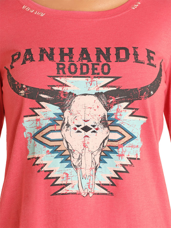 Panhandle LW22T04628 Women's Long Sleeve Graphic Swing T-Shirt Pink - Casual Loose Fit Blouse for Everyday Wear, Date Night & Office Outfits