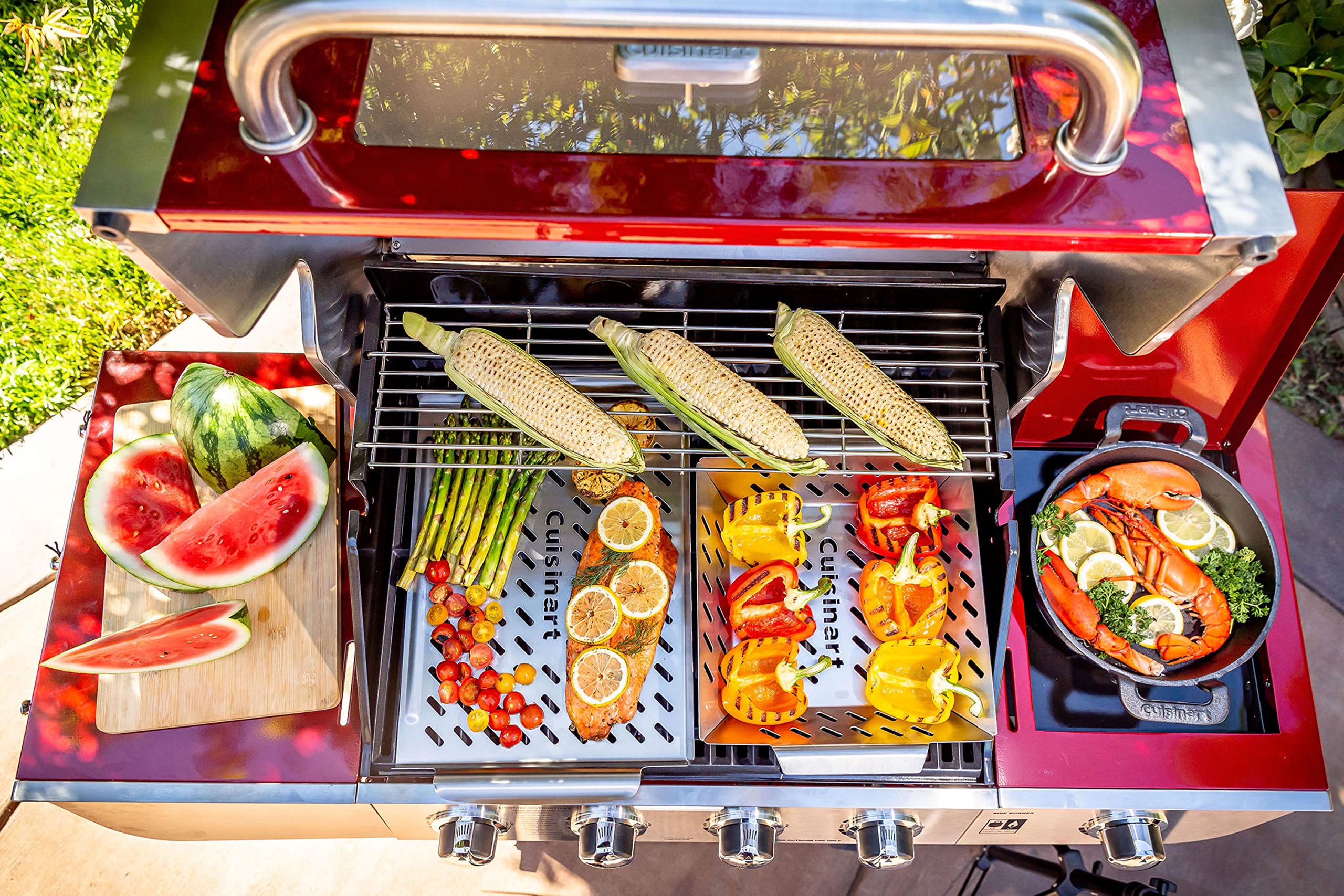 Cuisinart CGWM-019 Stainless Steel BBQ Wok with Built-in Handles - Heavy Duty Grilling Basket for Vegetables, Seafood & Meat - Perfect for Outdoor Cooking, Camping & Backyard BBQs