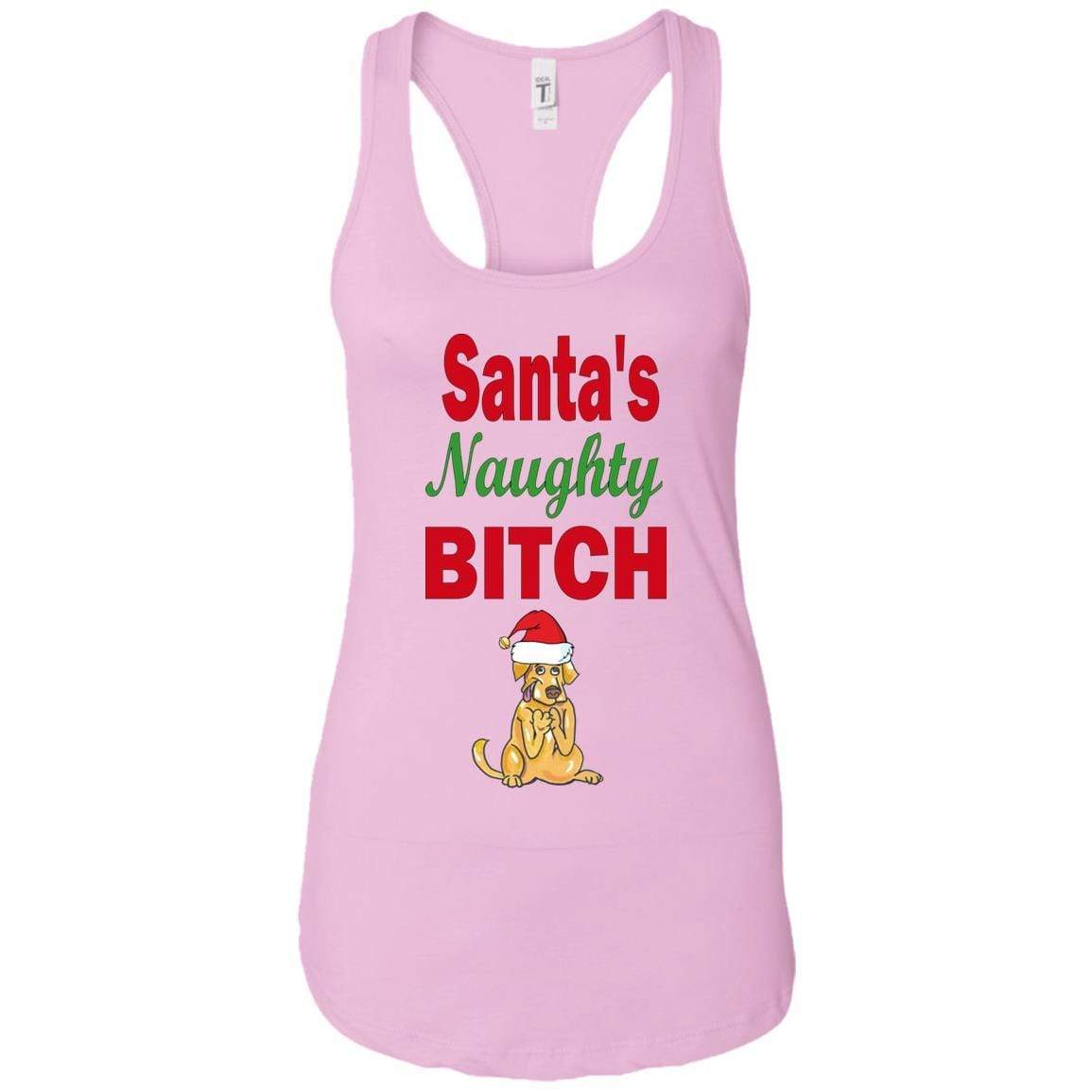 Santa's Naughty Bitch Personalized Racerback Tank Top - Custom Funny Christmas Gift for Women - Perfect for Holiday Parties & Festive Outfits