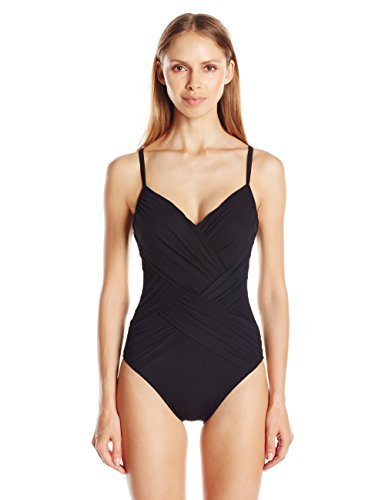 Gottex Women's Standard Draped Panel V-Neck One Piece Swimsuit - Stylish Bathing Suit for Swimming, Beach & Poolside Relaxation | Comfortable & Flattering Swimwear for Women