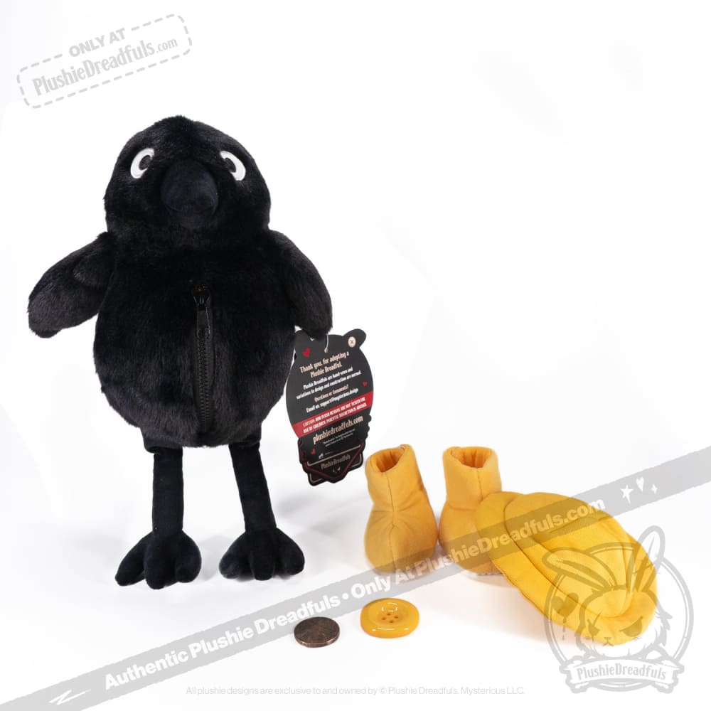 Plushie Dreadfuls Crowful Crow Stuffed Animal Toy - Cute & Soft Plush Crow for Halloween Decor, Gothic Gifts & Kawaii Collectibles